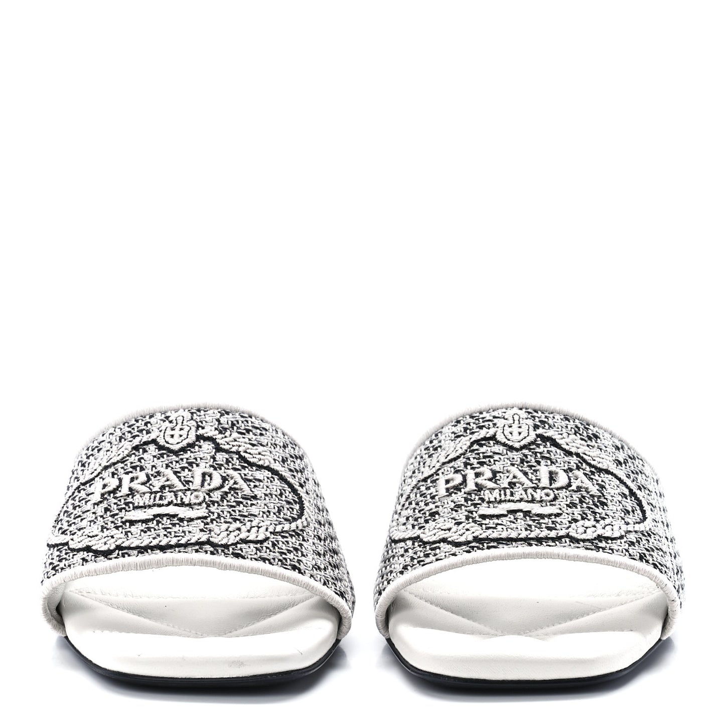 Jacquard Logo Embroidered 10mm Slide Sandals 36 Black Talco