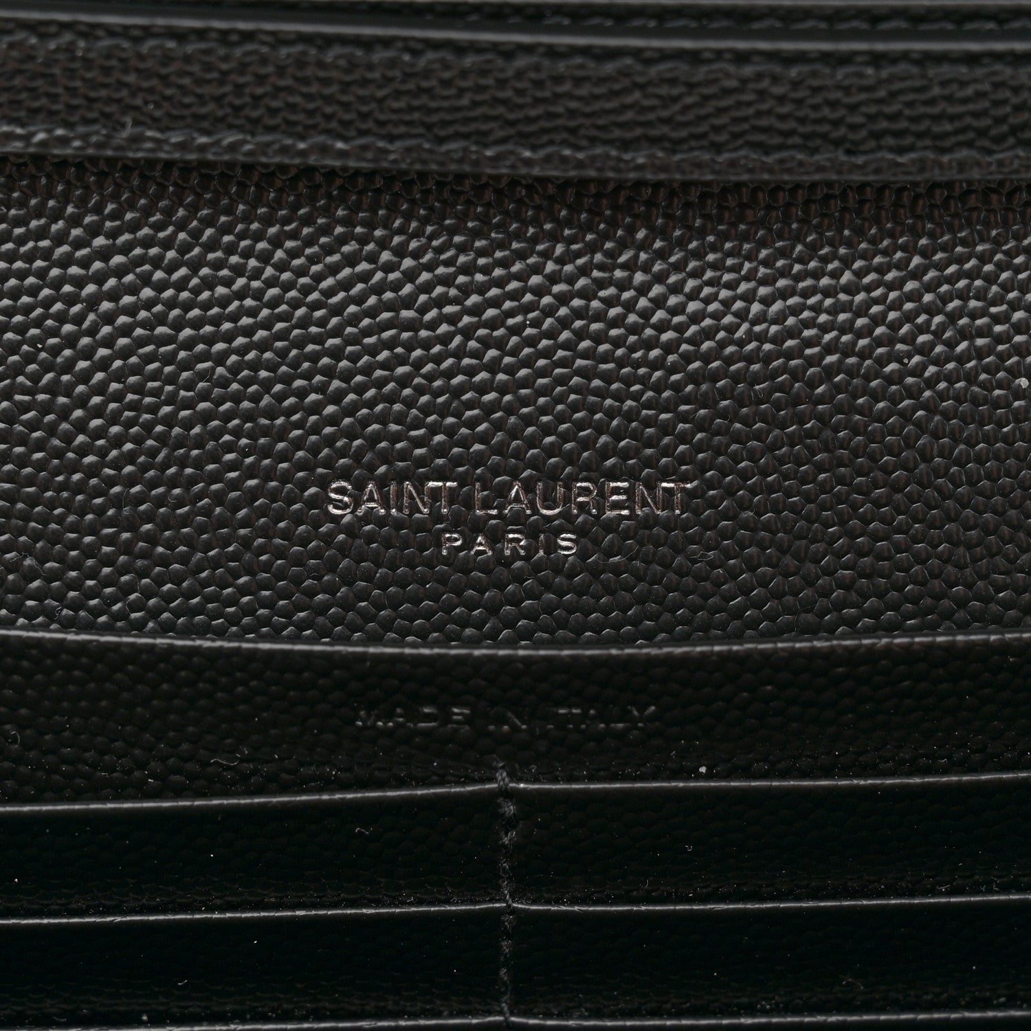 Saint Laurent Grain De Poudre Matelasse Chevron Monogram Monochrome Chain Wallet Black 6 of 10