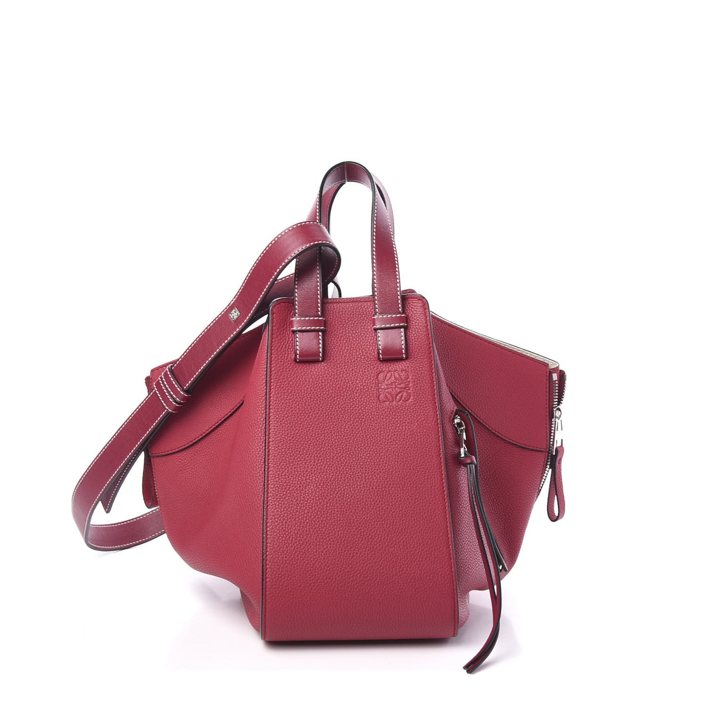 Grained Calfskin Small Hammock Shoulder Bag Raspberry