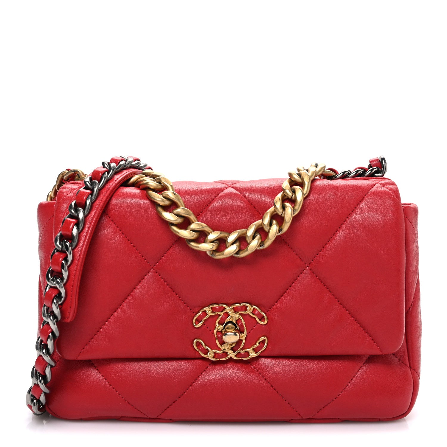Chanel Lambskin Quilted Medium Chanel 19 Flap Red 1842545