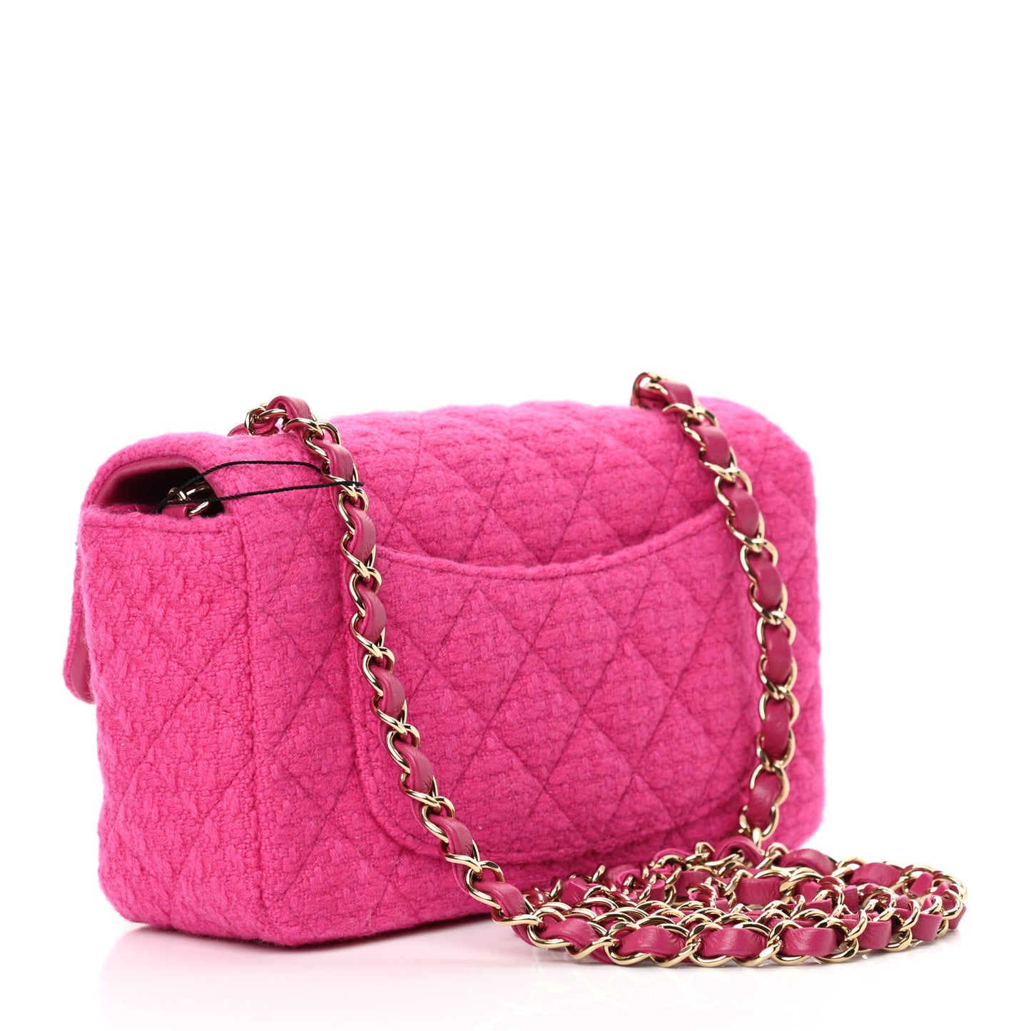 Cashmere Tweed Quilted Mini Rectangular Flap Fuchsia