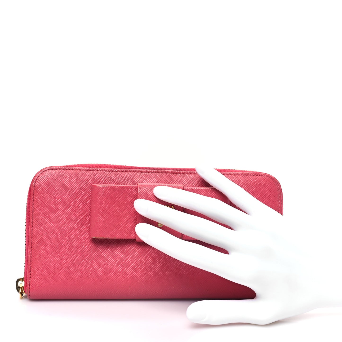 Saffiano Fiocco Bow Zip Around Wallet Peonia