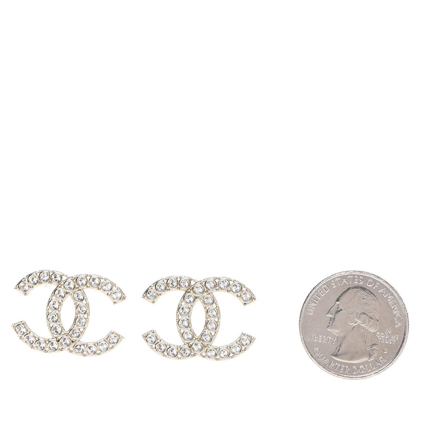 Crystal CC Cha-Nel Stud Earrings Gold