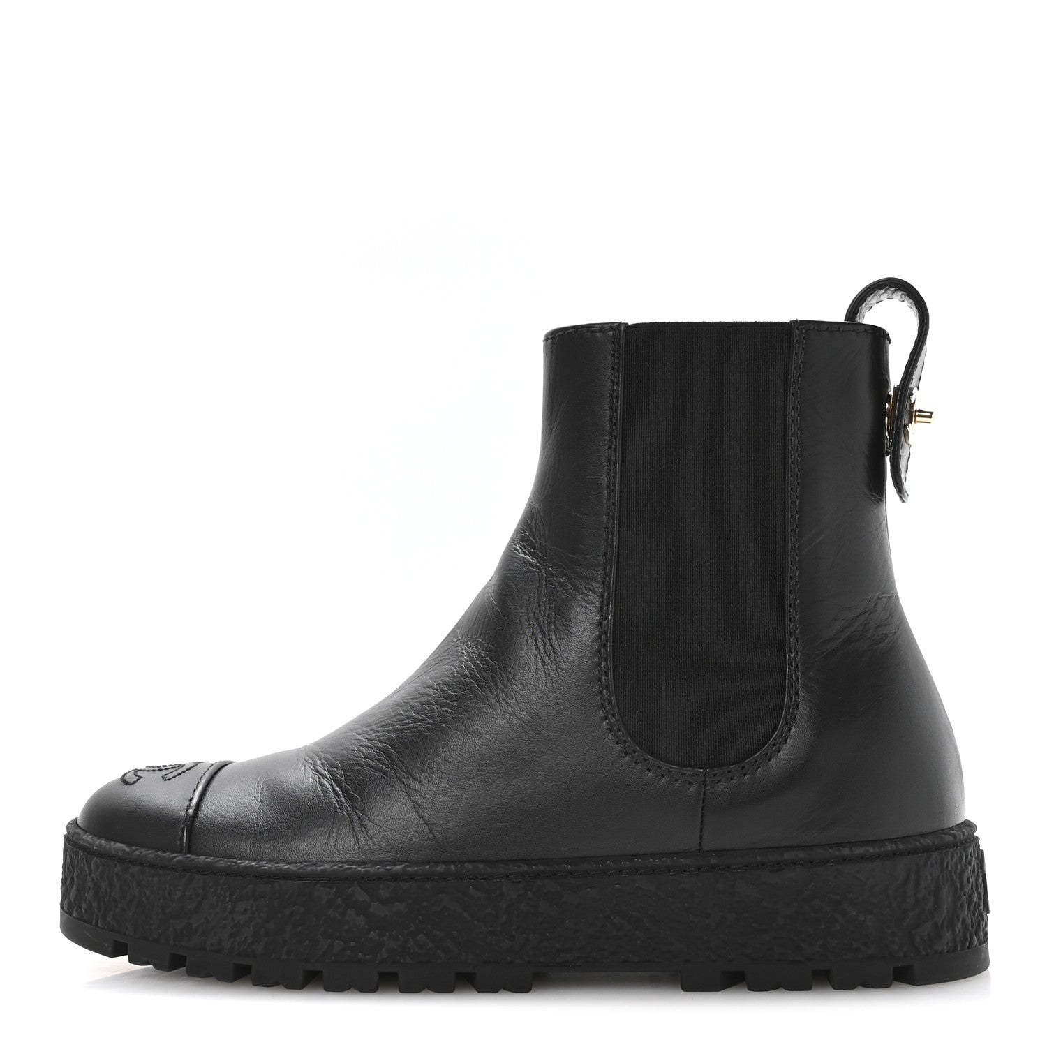 Chanel Calfskin Cap Toe CC Ankle Boots 37 Black 1853630 – FASHIONPHILE