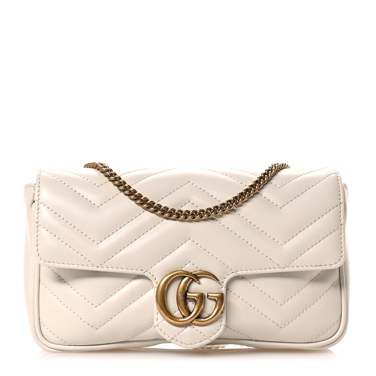 Calfskin Matelasse Mini GG Marmont Shoulder Bag With Card Holder White Black
