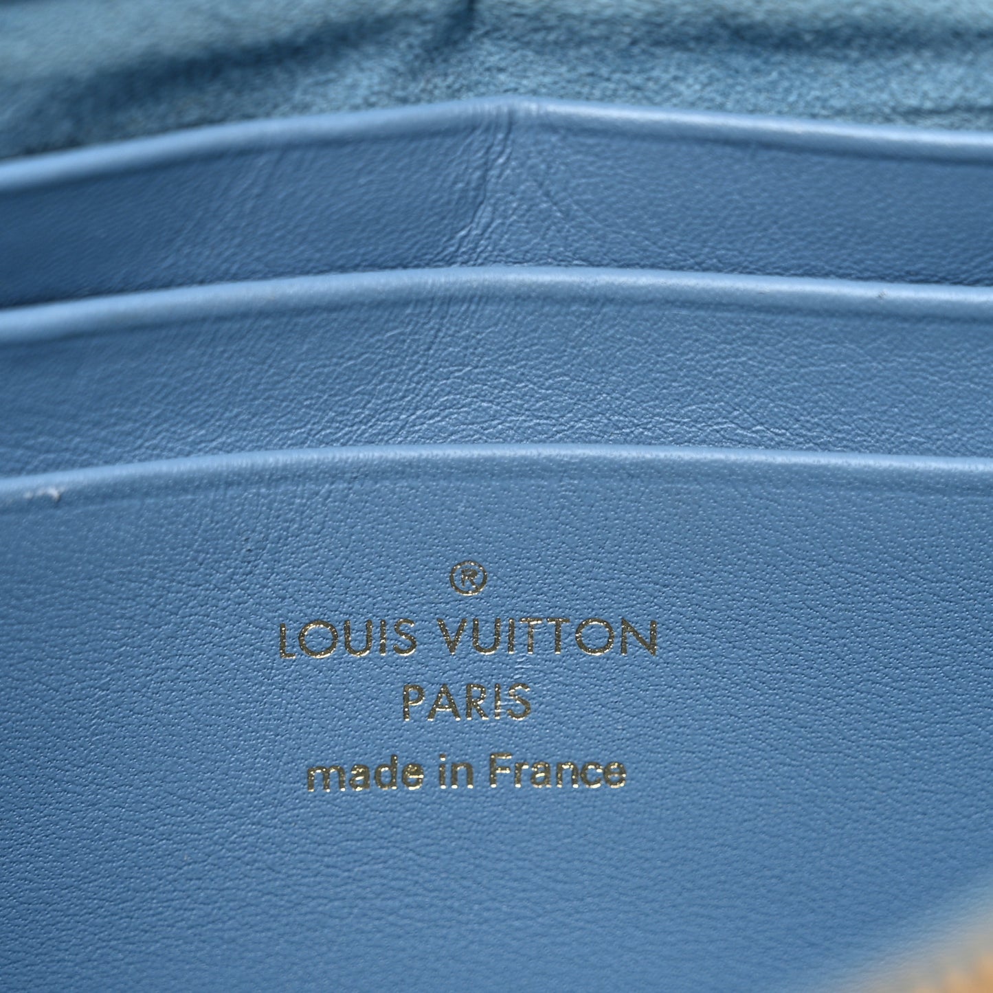 Embroidered Monogram Denim New Wave Chain Pochette Blue