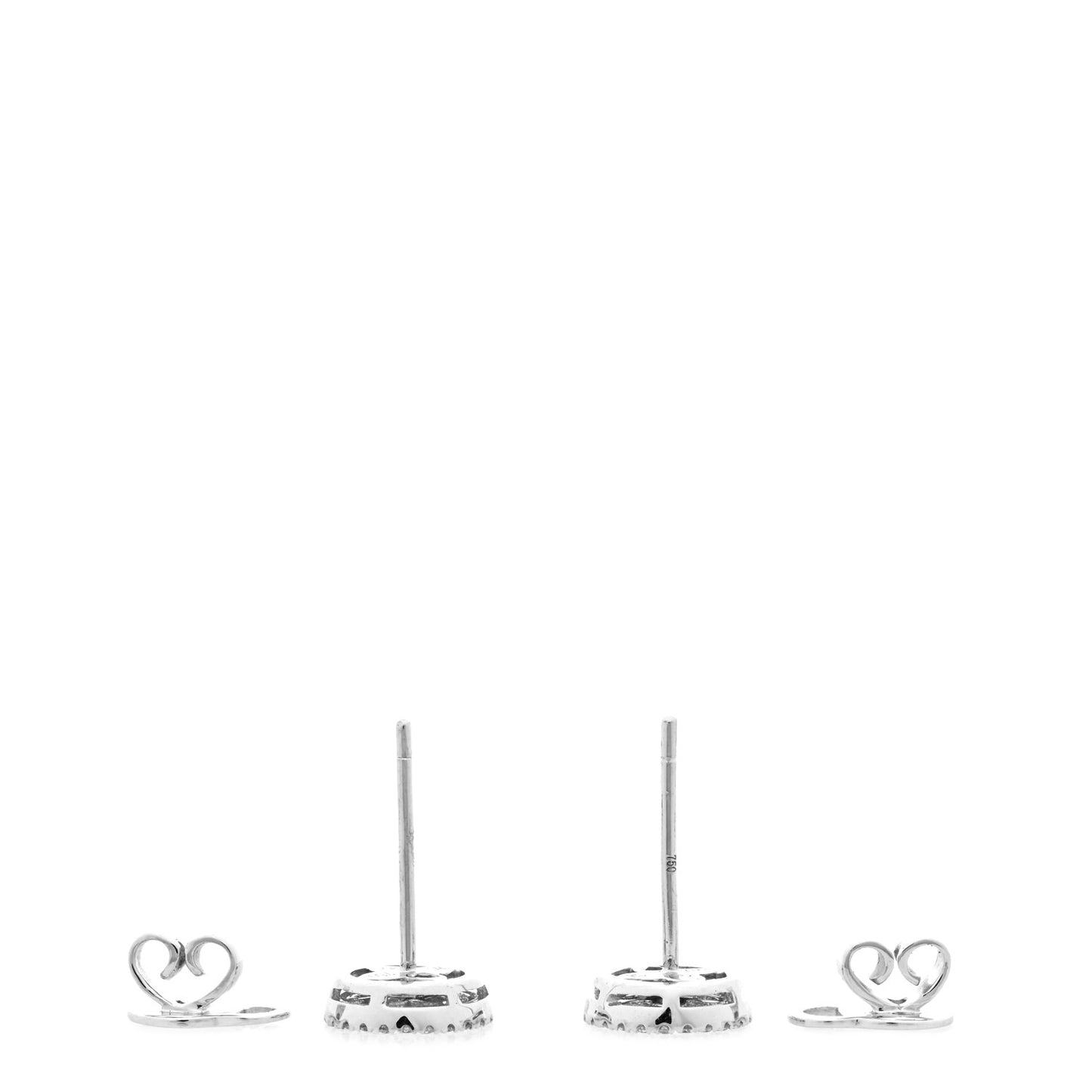 18K White Gold Diamond Round Cluster Earrings