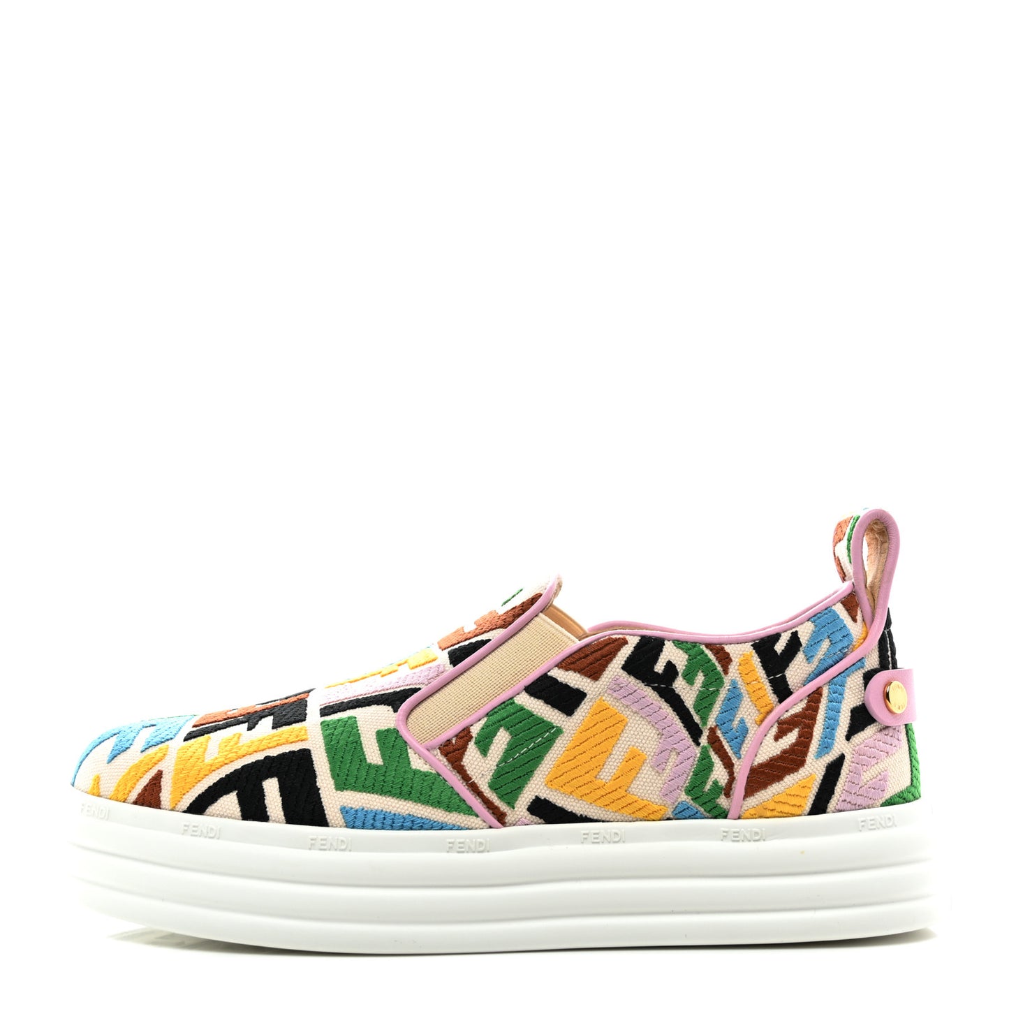 X SARA COLEMAN Canvas FF Vertigo Embroidered Womens Rise Slip On Sneakers 36 Grezzo Multicolor