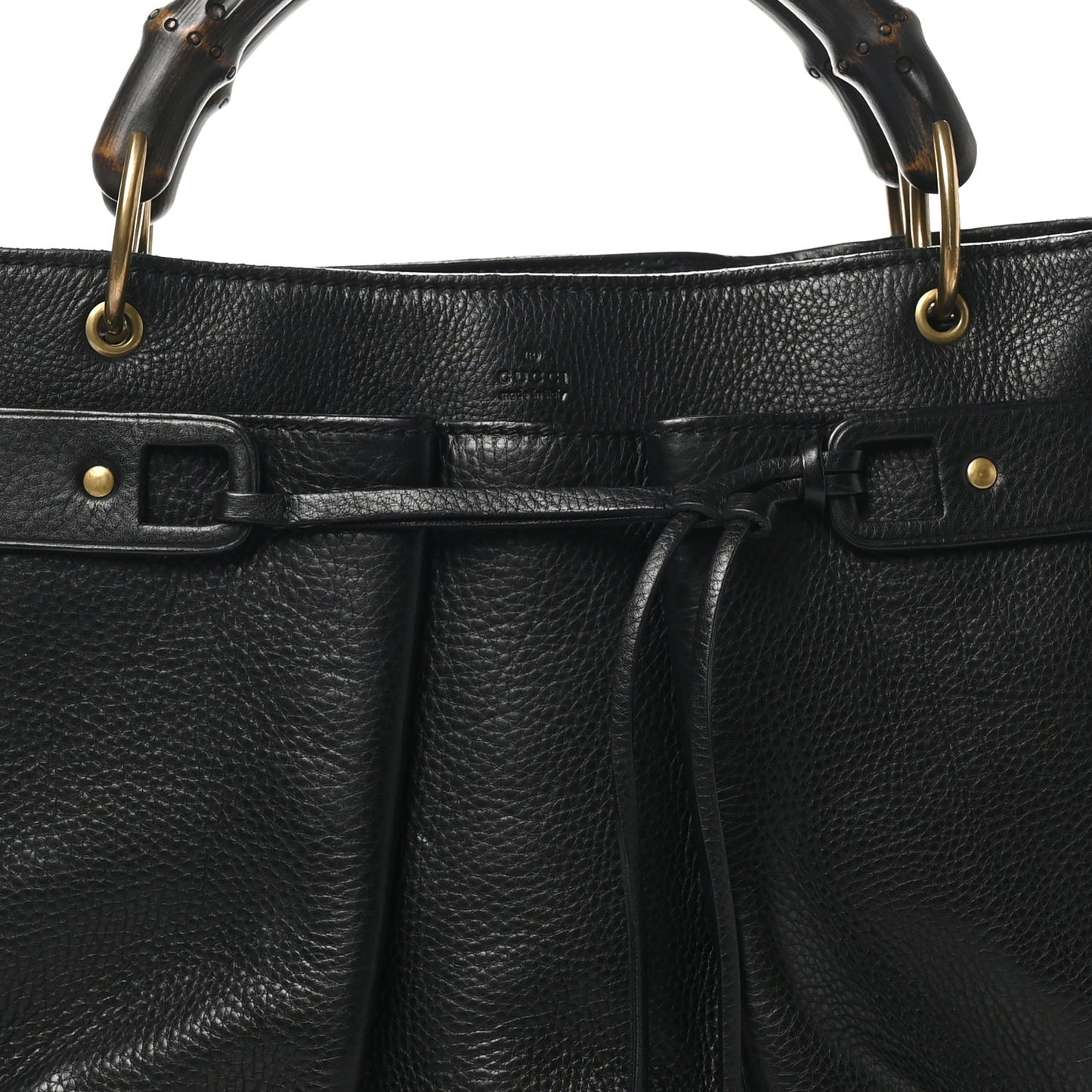Calfskin Bamboo Handle Tote Black
