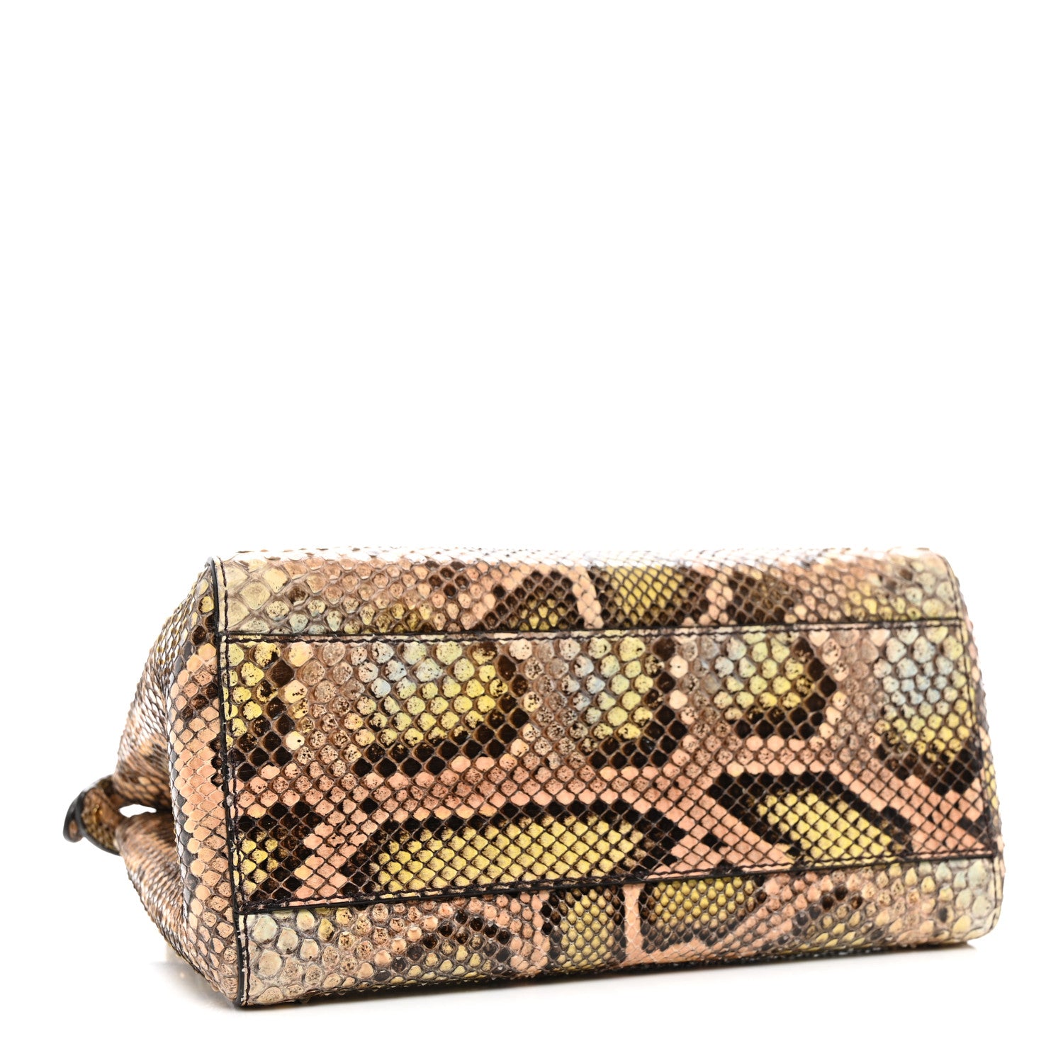 Fendi Snakeskin Mini Peekaboo Iconic Satchel Pink Green 4 of 14