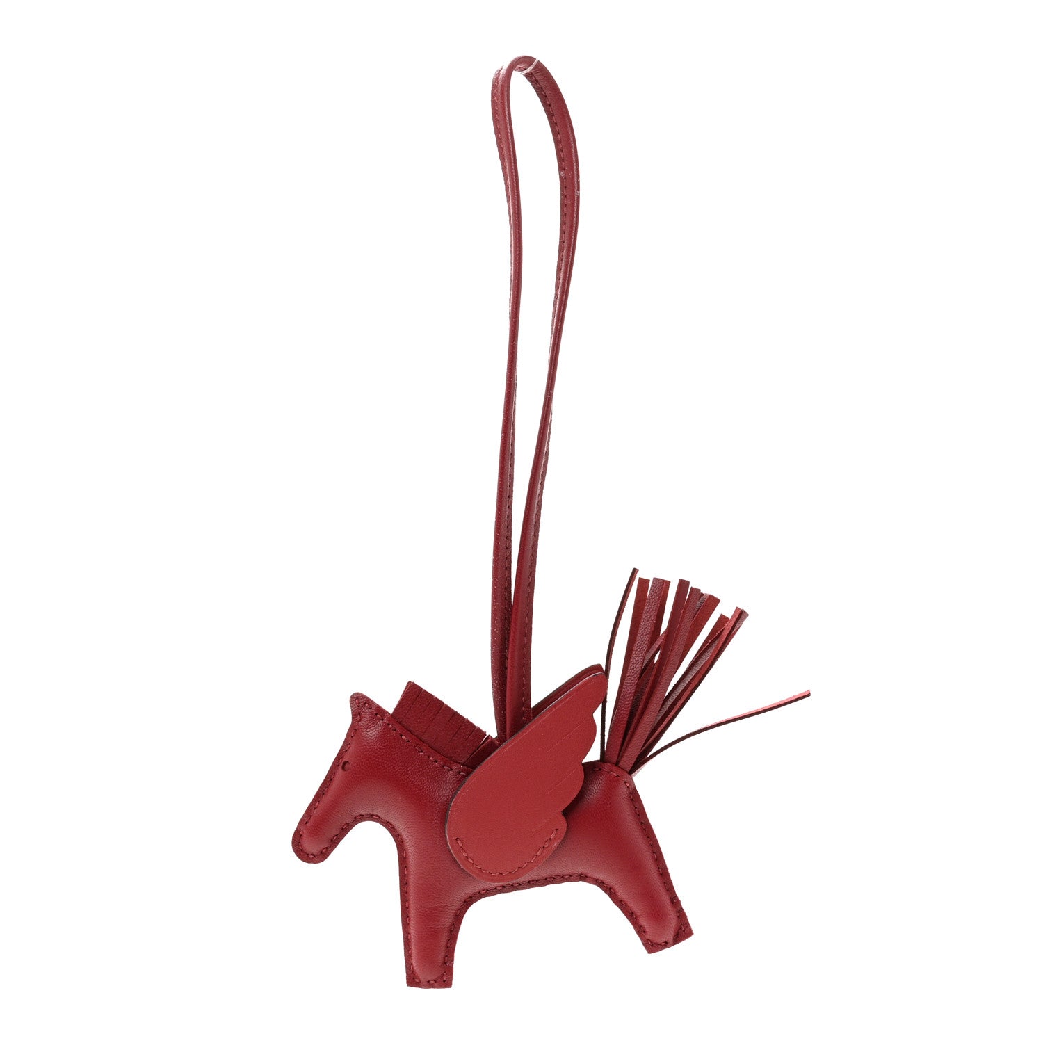 Hermes Milo Lambskin Grigri Rodeo Pegase Horse Bag Charm PM Rouge