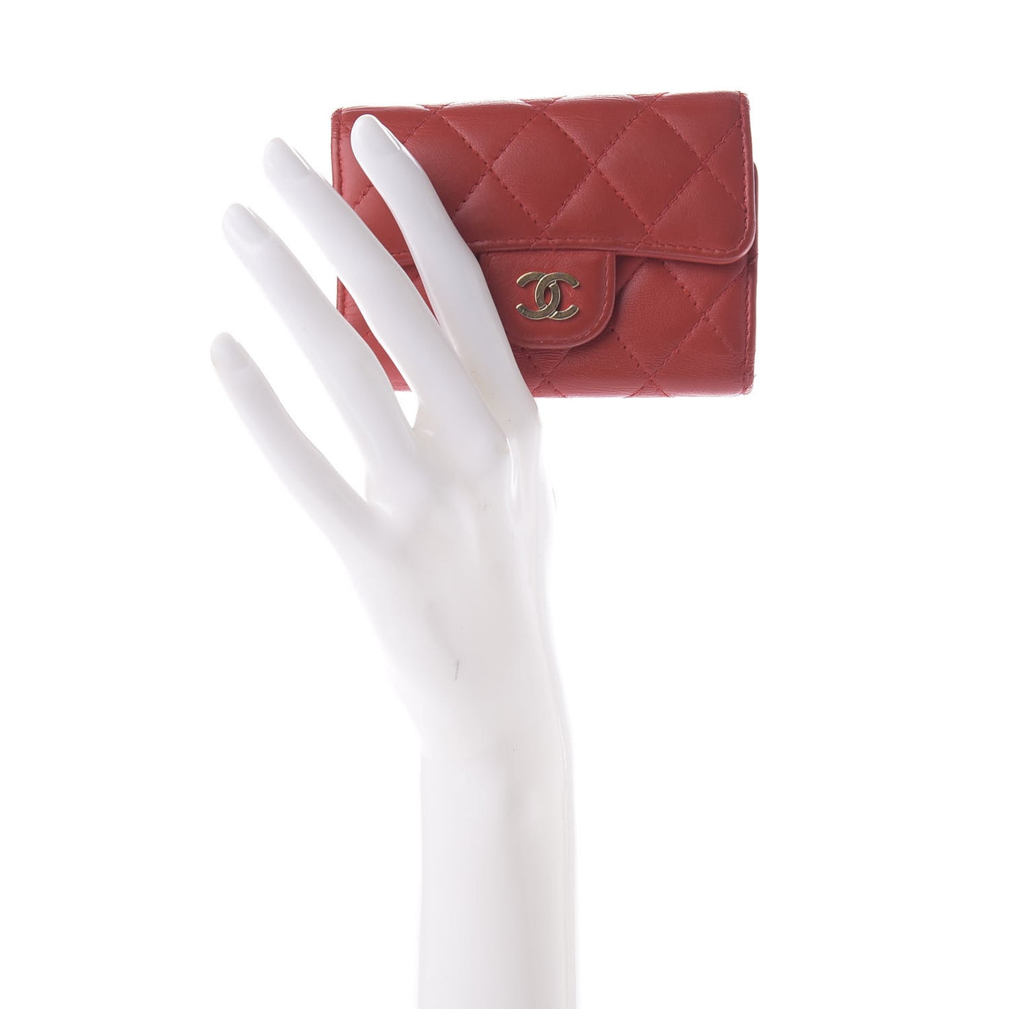 Lambskin Quilted 4 Key Holder Red