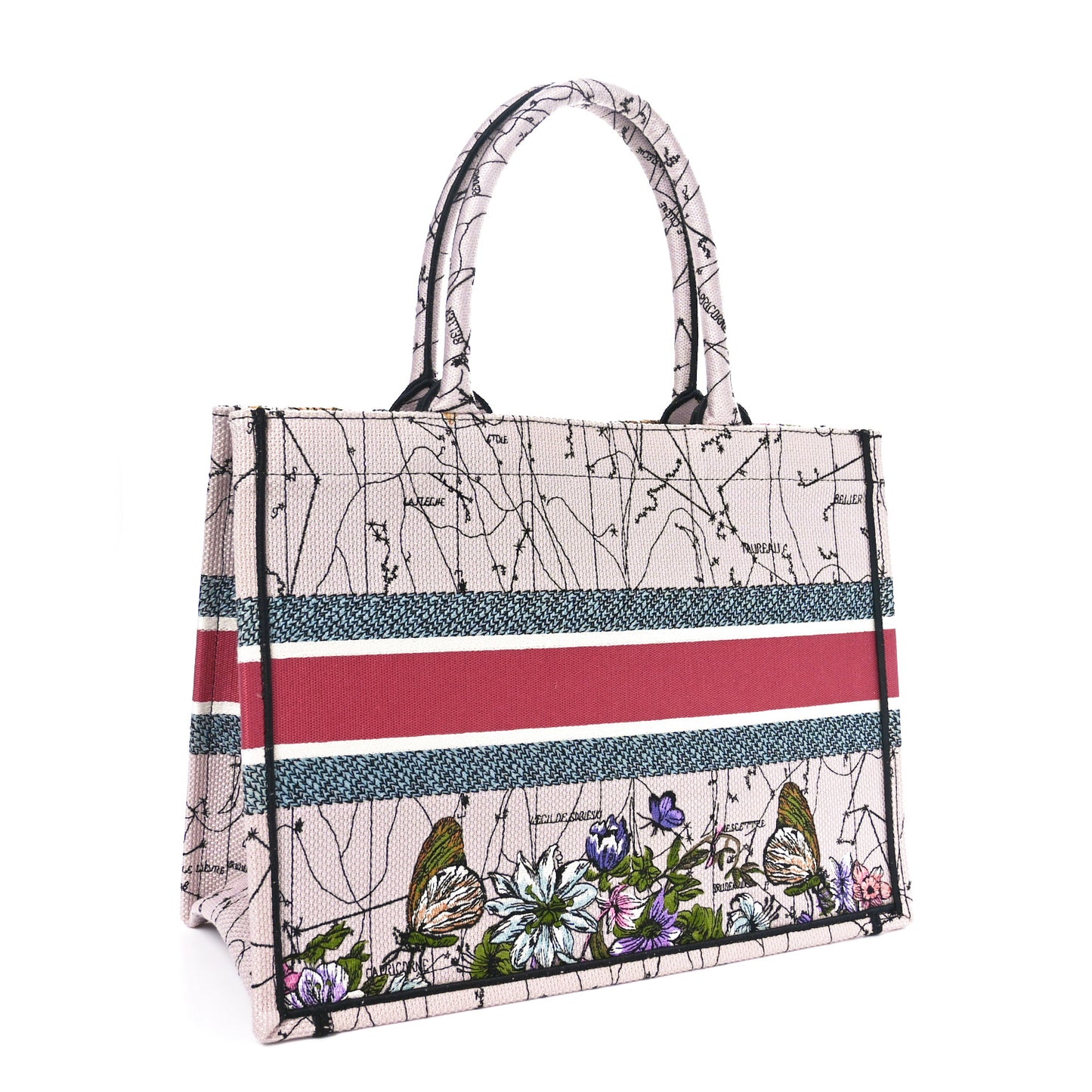 Canvas Embroidered Medium Zodiac Book Tote Latte Multicolor