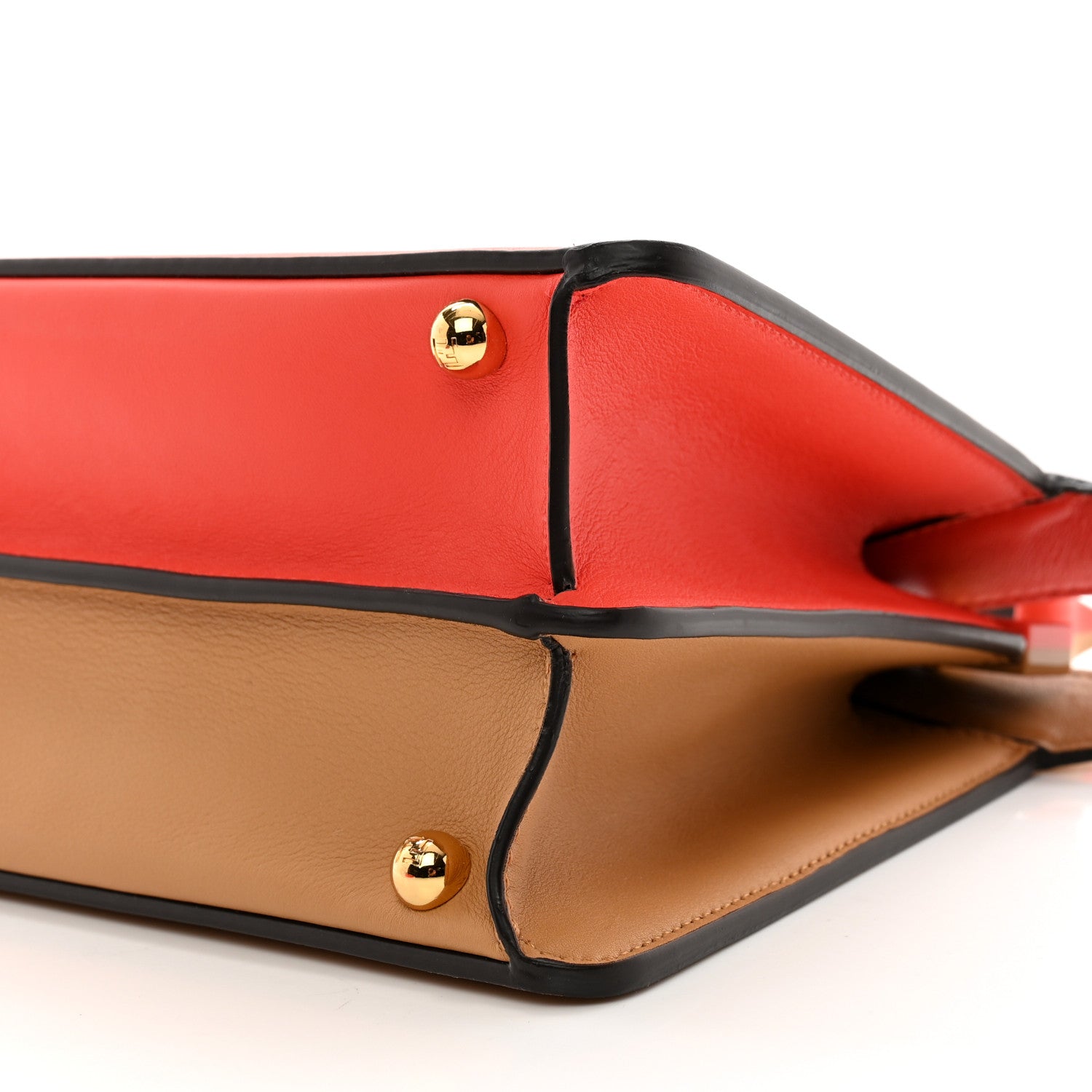 Fendi Vitello Seta Nappa Plexiglass Bi-Color Small Peekaboo I SEE U Satchel Miele Scuro Tulipano 11 of 11