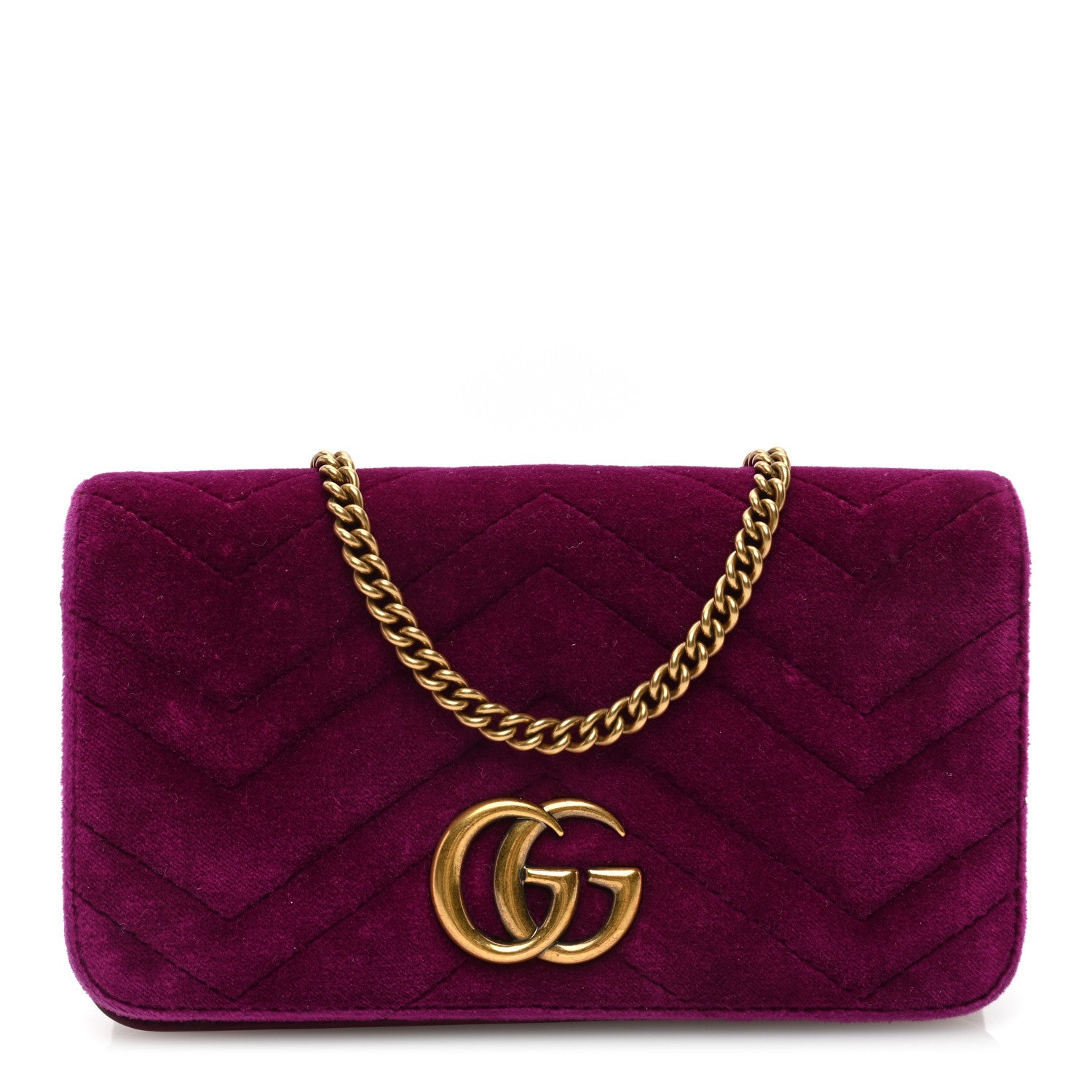 Gucci Velvet Matelasse GG Marmont Mini Bag Fuchsia Violet Cyclamen 1 of 9