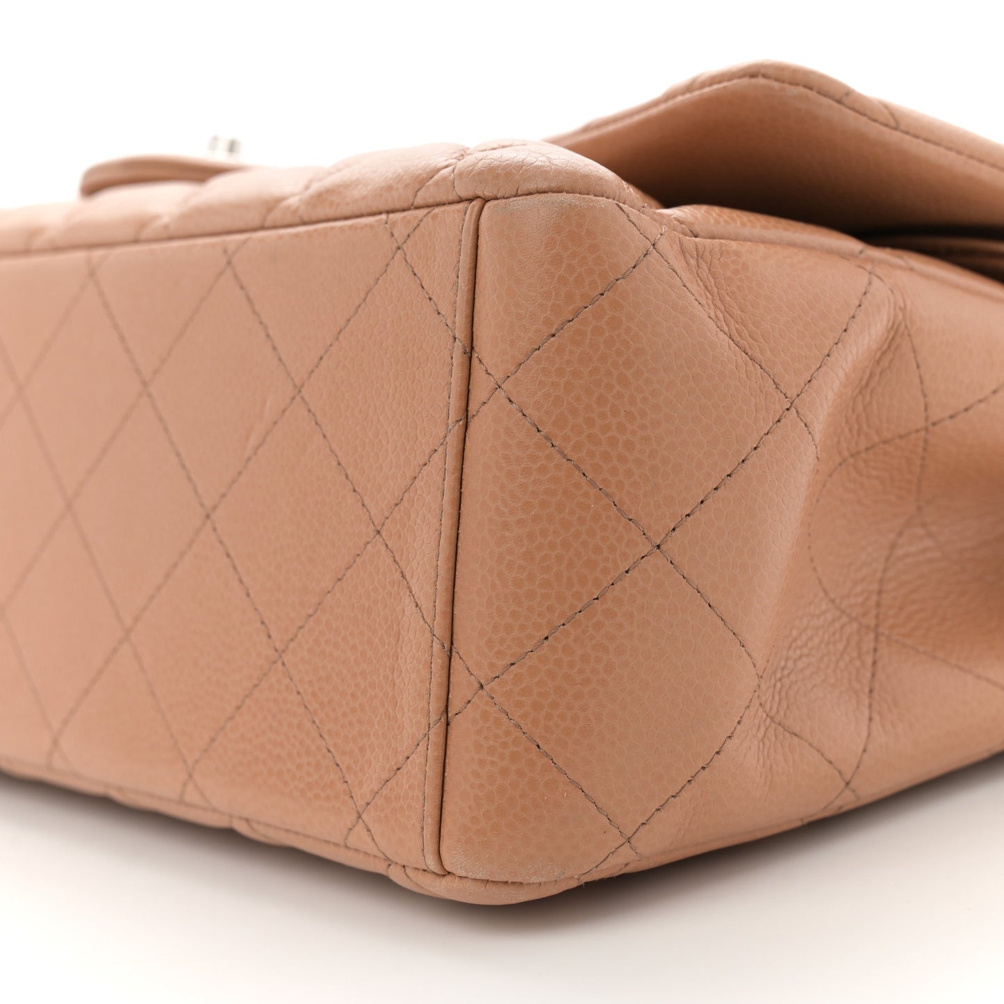 Caviar Quilted Maxi Double Flap Dark Beige