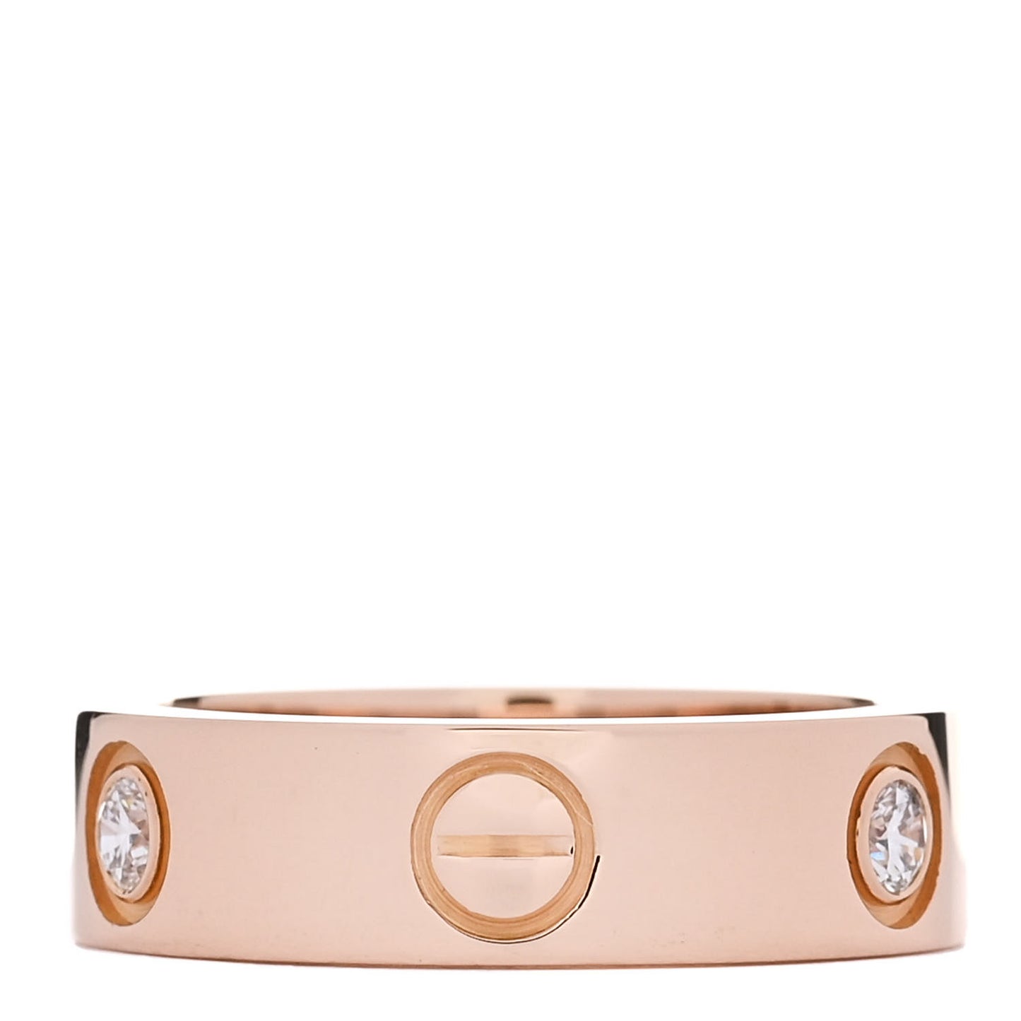 18K Pink Gold 3 Diamond 5.5mm LOVE Ring 52 6