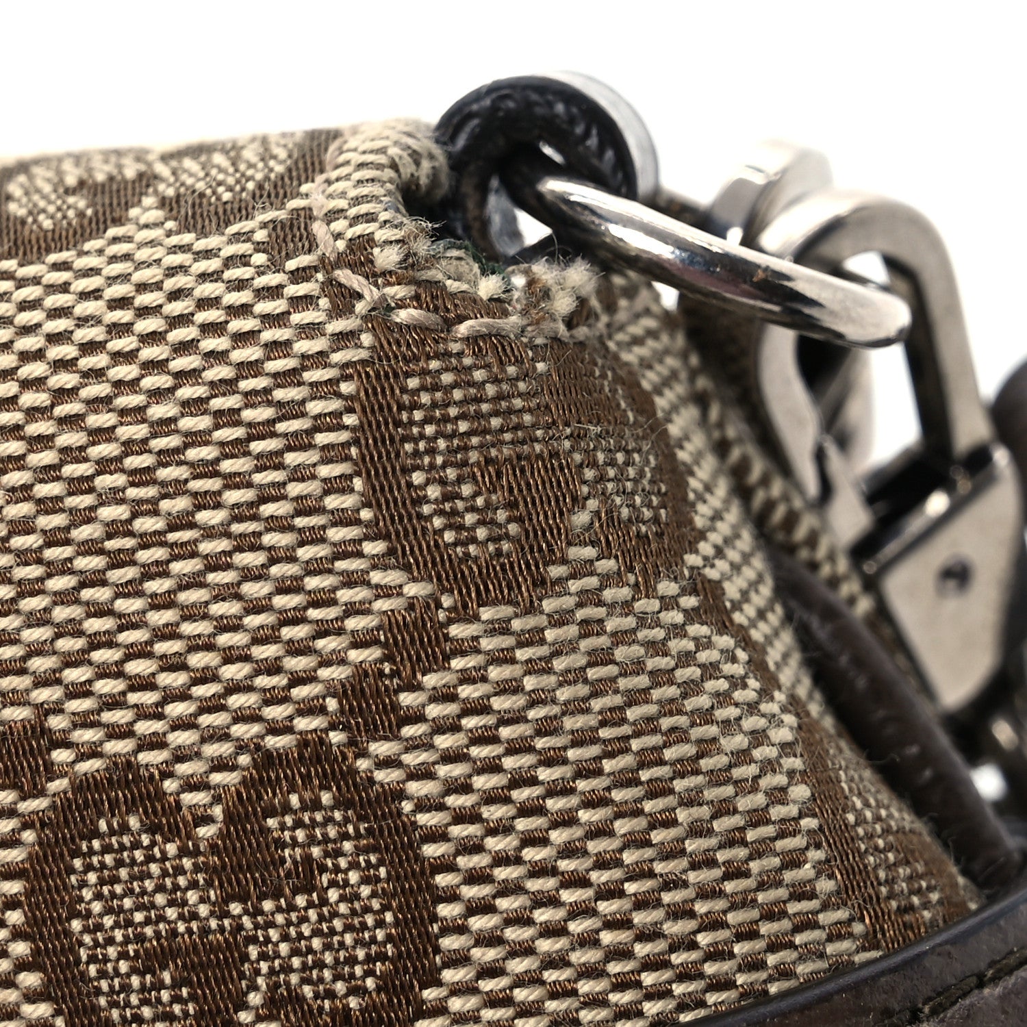 Gucci Monogram Textured Dollar Calfskin Heavy Grosgrain Web Small Maxi Horsebit Chain Shoulder Bag Beige Ebony New Acero 15 of 15