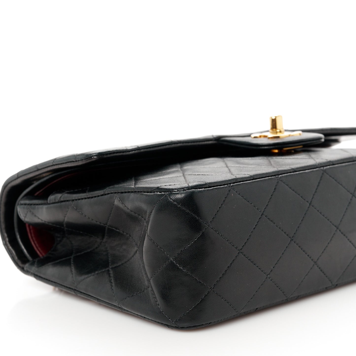 Lambskin Quilted Medium Double Flap Black