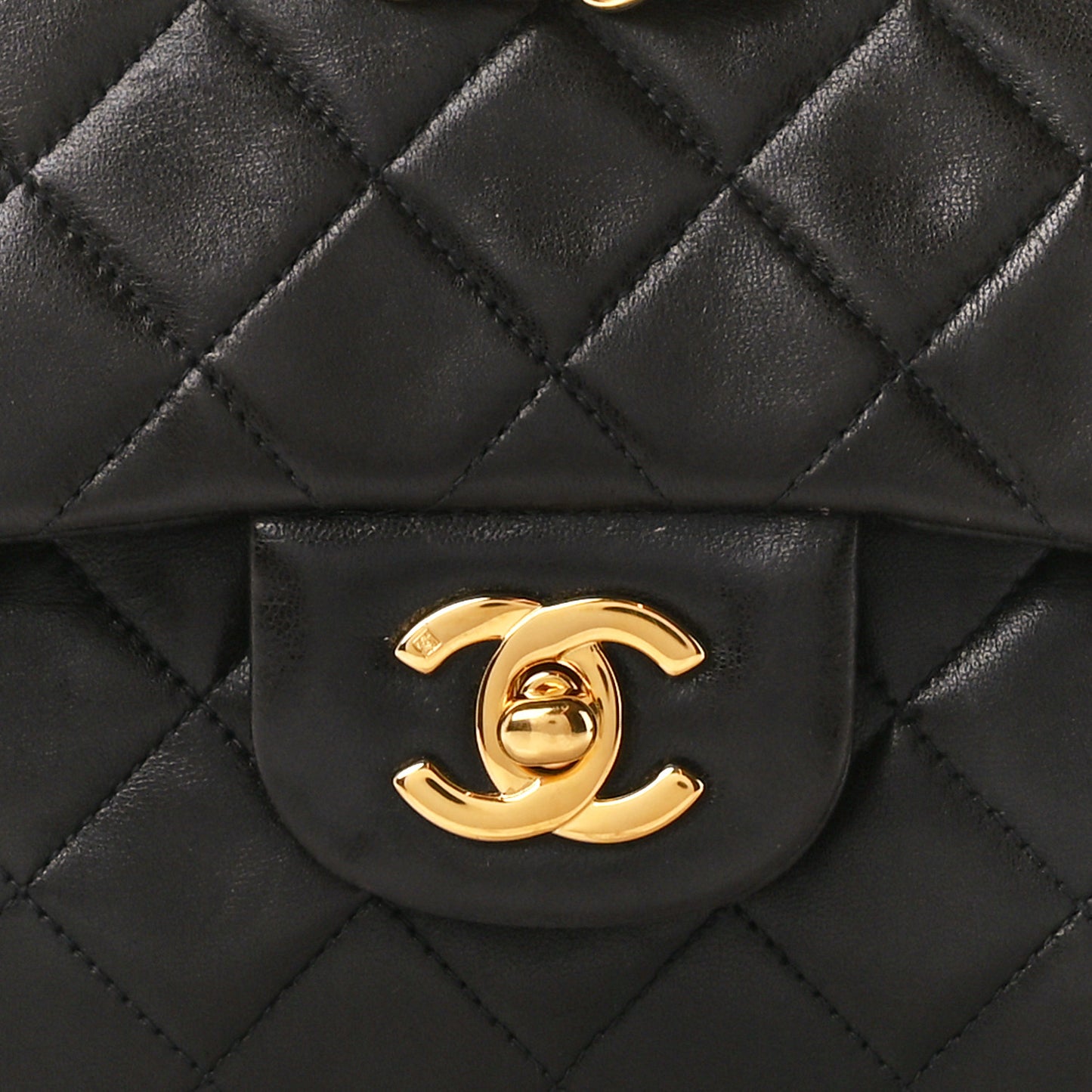 Lambskin Quilted Small Double Flap Black