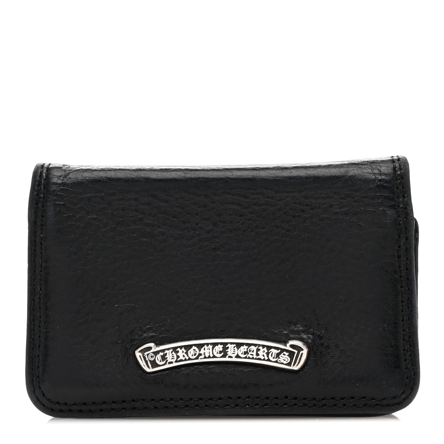 Chrome Hearts Grained Calfskin Grommet Card Holder Black 1627643