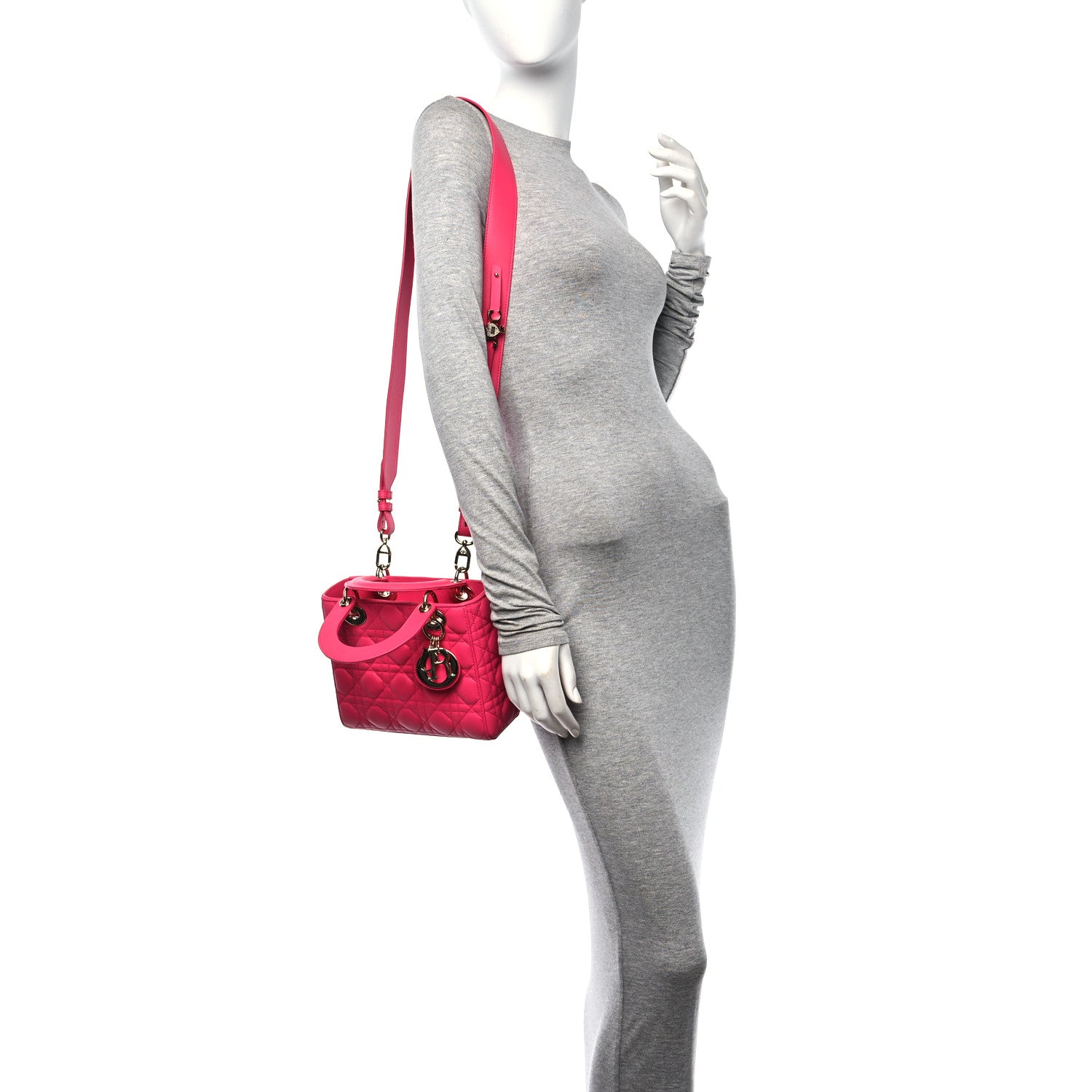 Christian Dior Lambskin Cannage Small My ABCDior Lady Dior Fraise 2 of 10