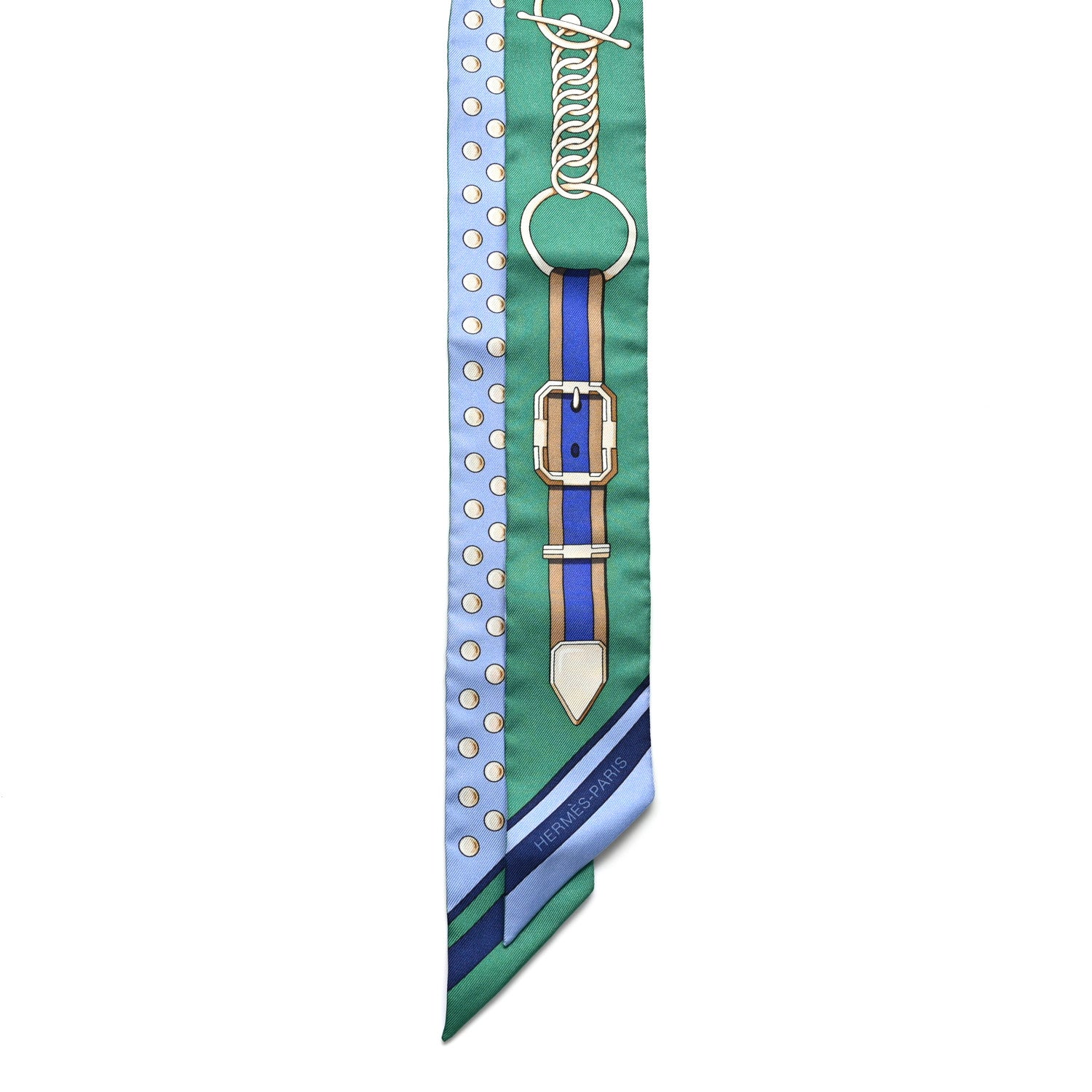 Hermes Silk Grand Tralala Twilly Bleu Ciel Vert 2 of 4