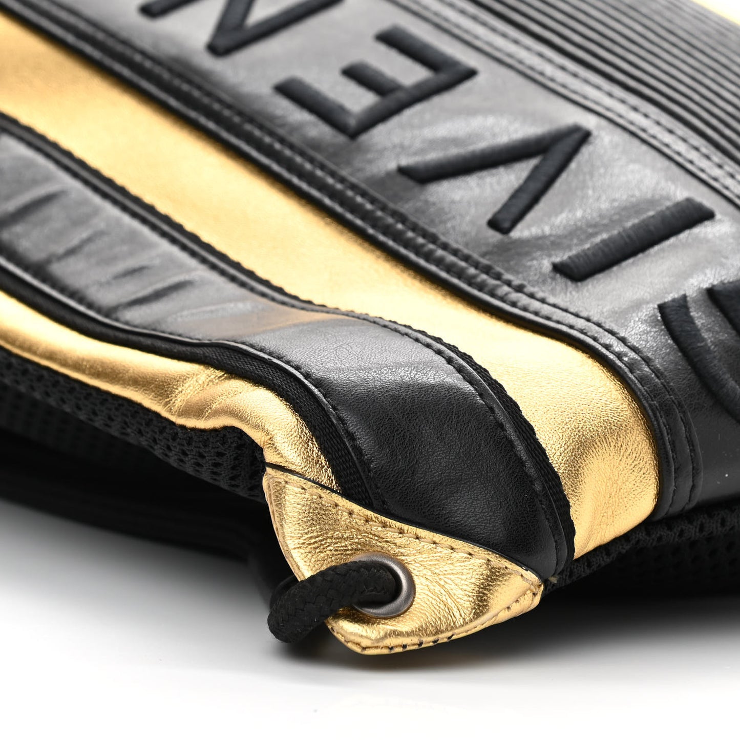 Calfskin MC3 Drawstring Backpack Bag Black Gold