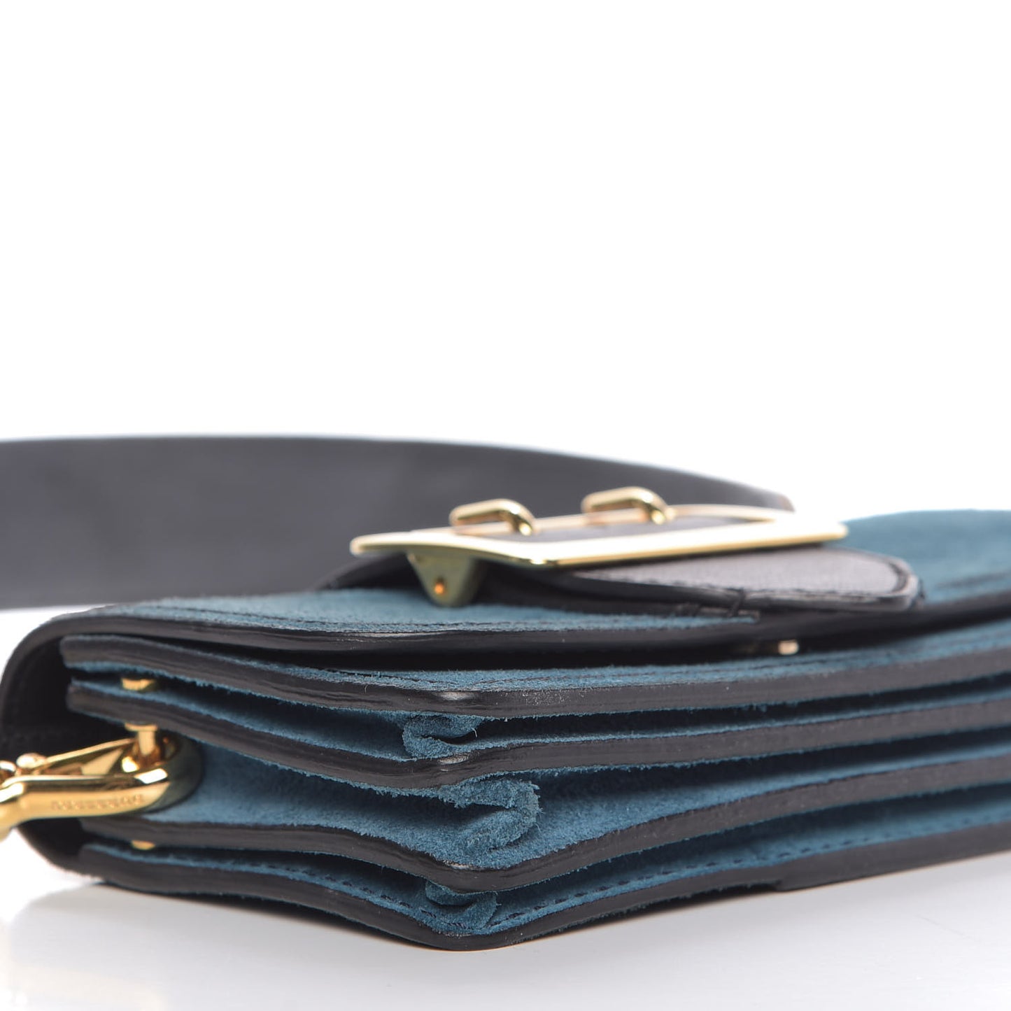 Grainy Calfskin Suede Bridle Small Madison Buckle Bag Blue