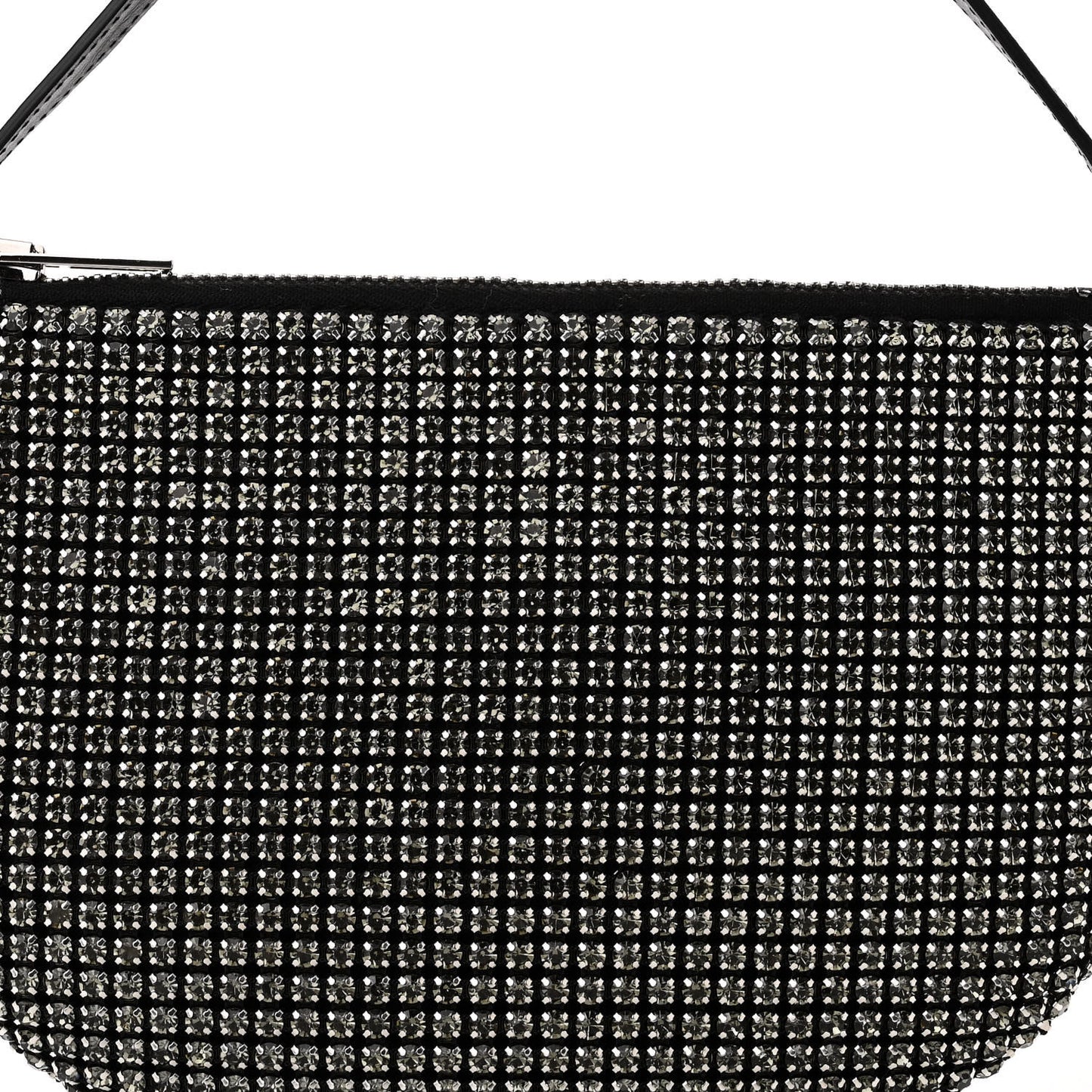 Mesh Crystal Wanglock Fortune Cookie Bag Black