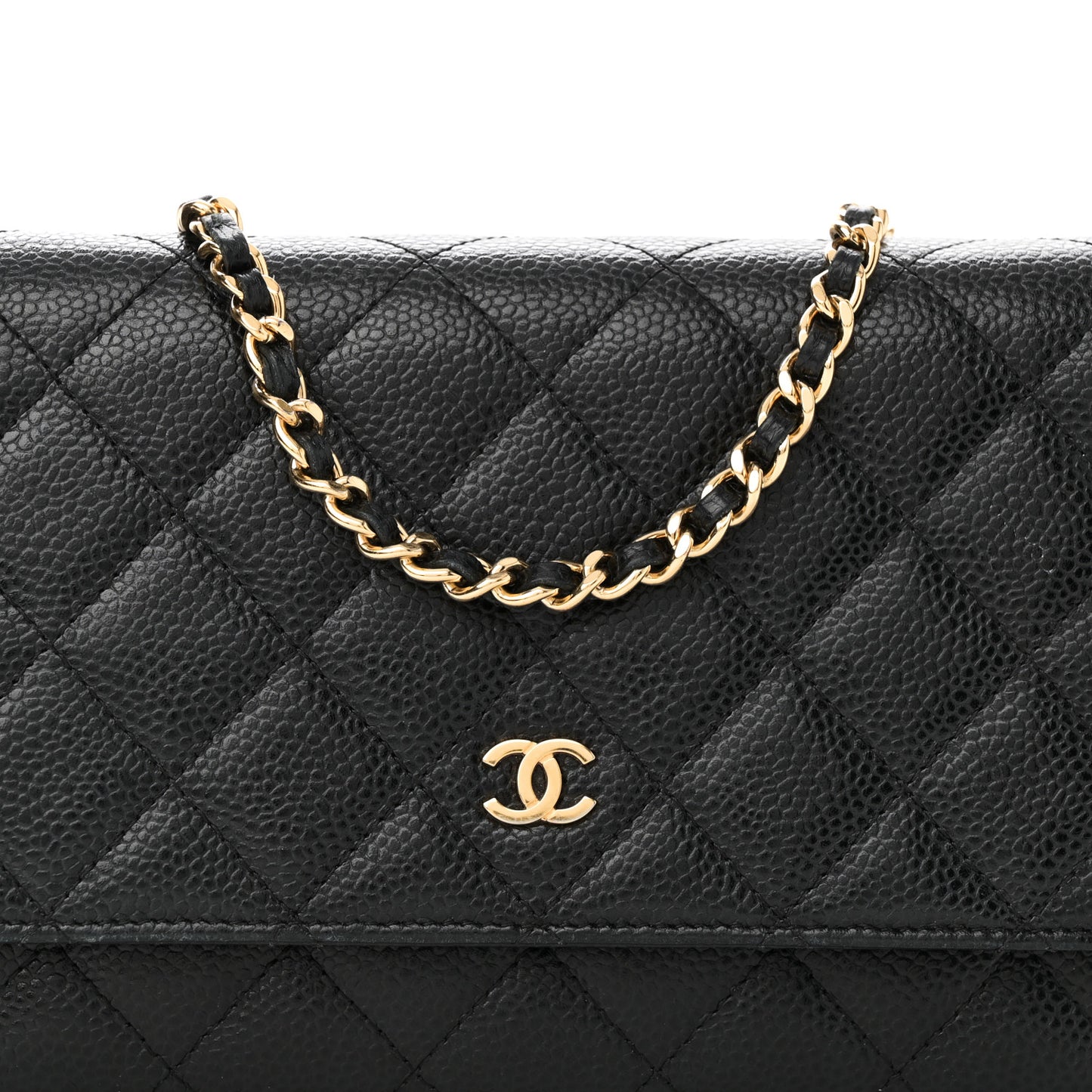 Caviar Quilted Wallet on Chain WOC Black