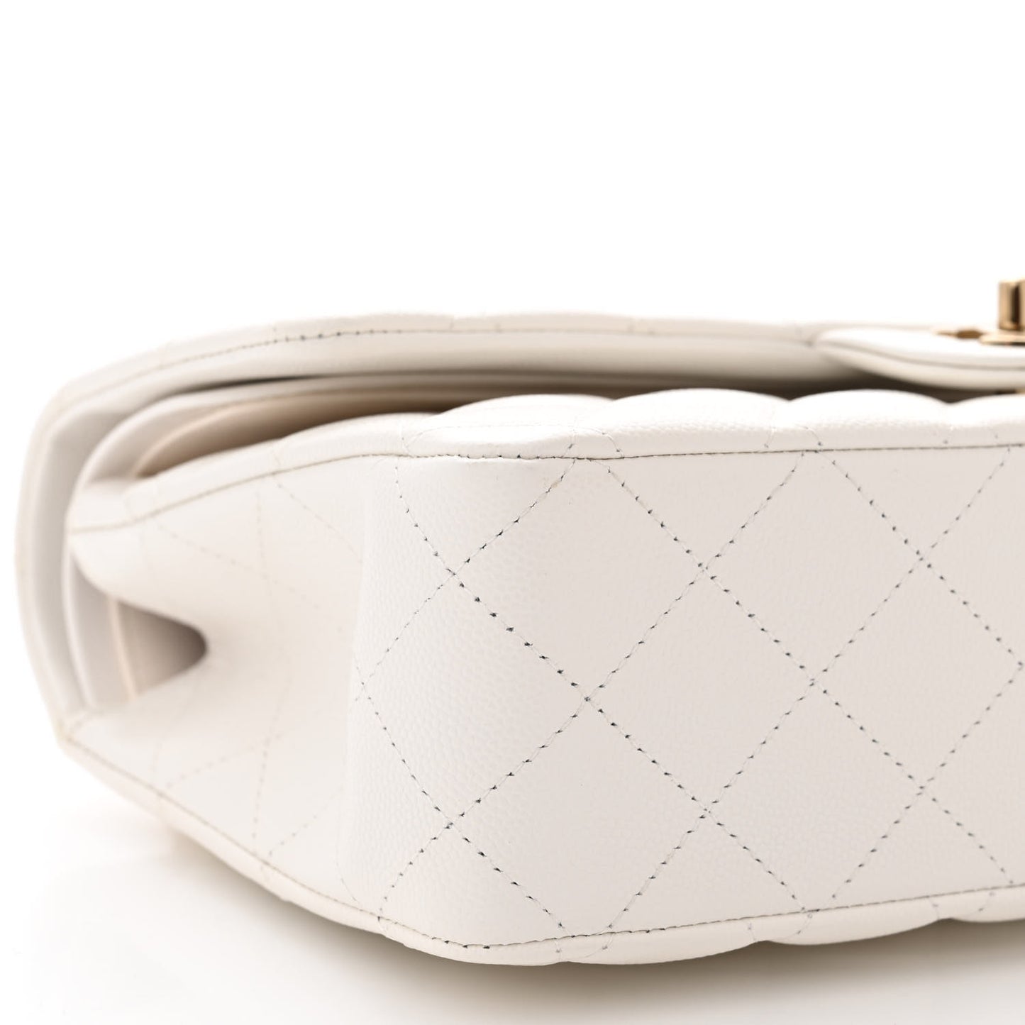 Caviar Quilted Medium Double Flap White