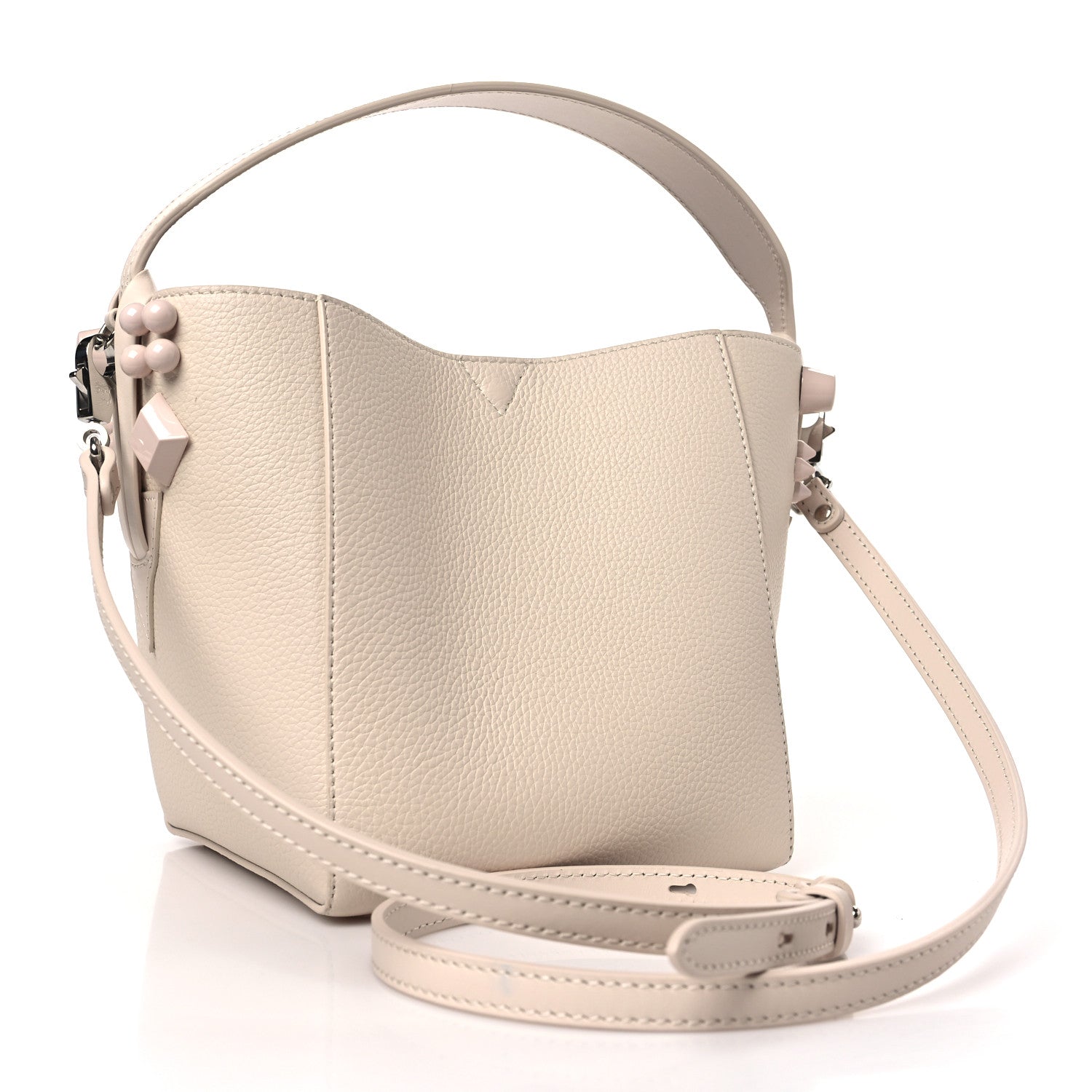 Christian Louboutin Calfskin Spiked Mini Cabachic Mini Bucket Bag Leche 3 of 8