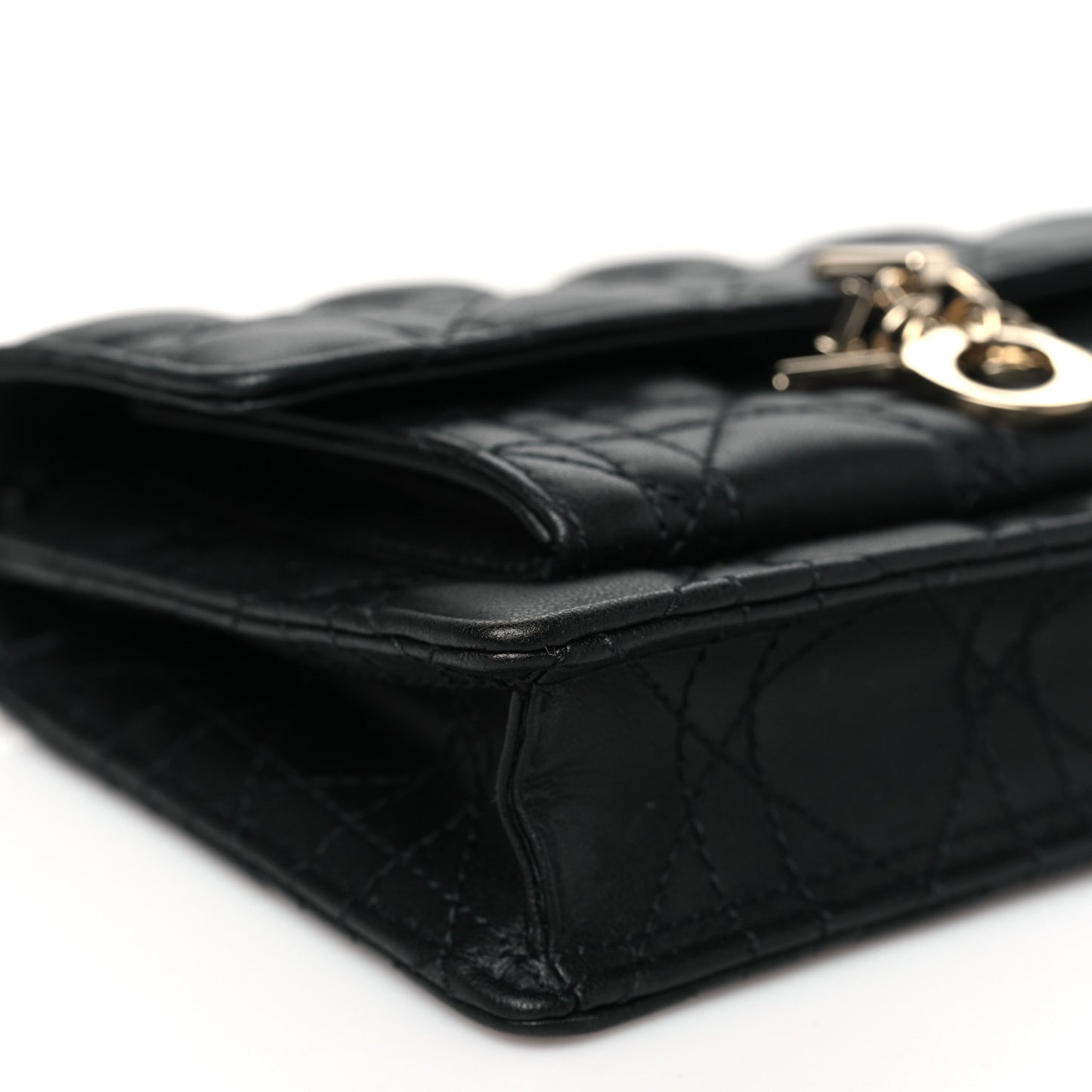Lambskin Cannage Lady Dior Chain Pouch Black
