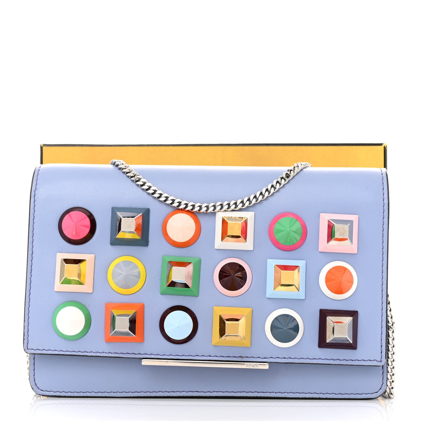 Vitello Dolce Studded Tube Wallet On Chain Ardesia Multicolor