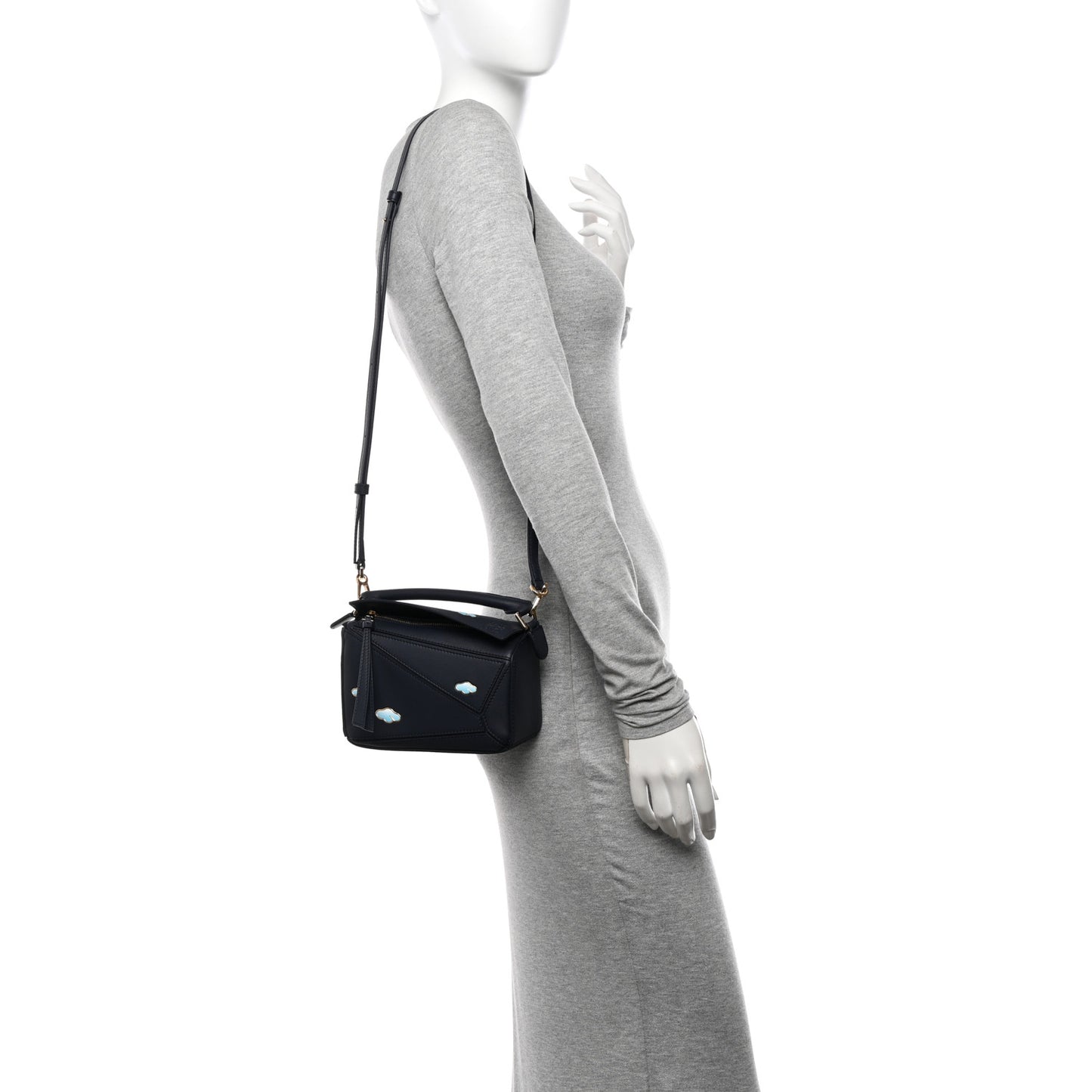 Calfskin New Year Mini Puzzle Bag Dark Ink