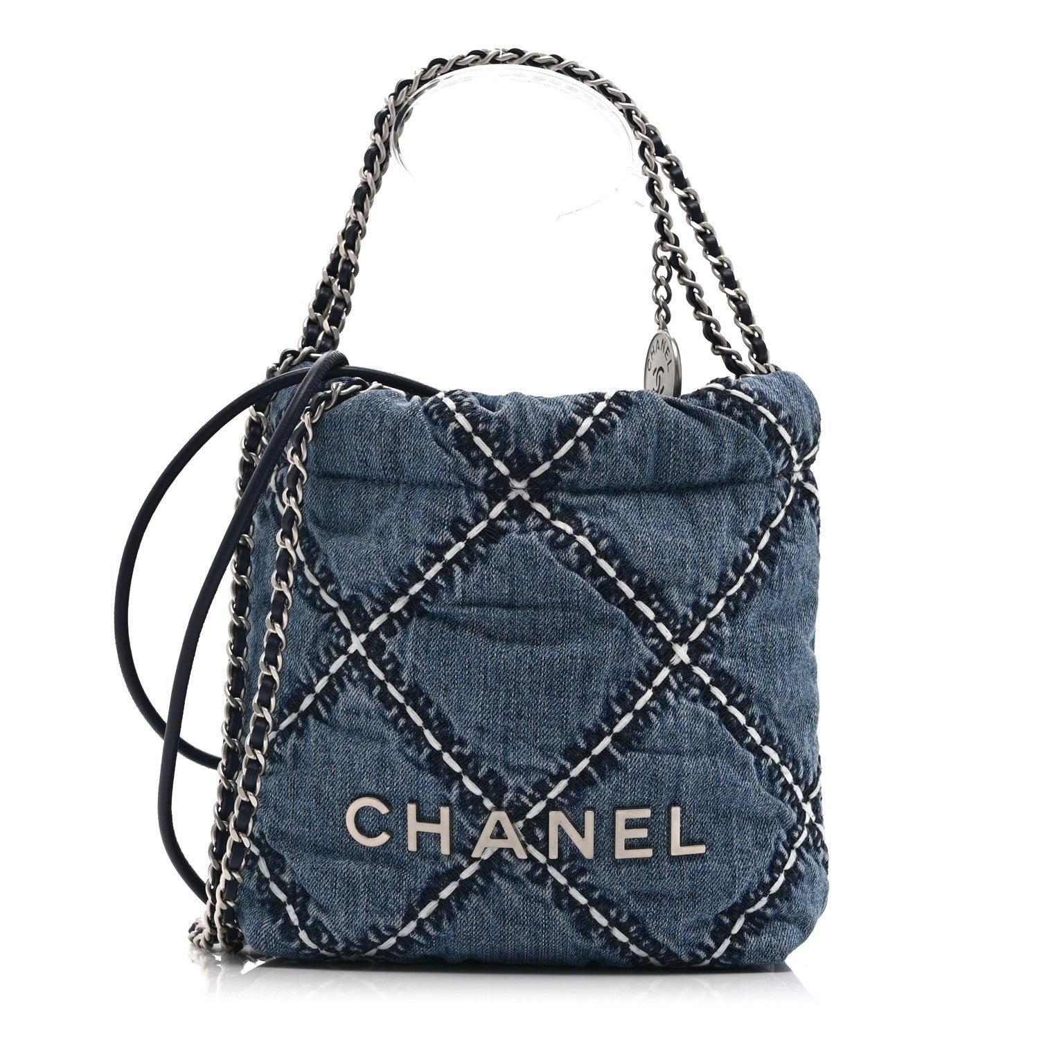 Chanel Denim Stitched Quilted Mini Chanel 22 Blue 1784236
