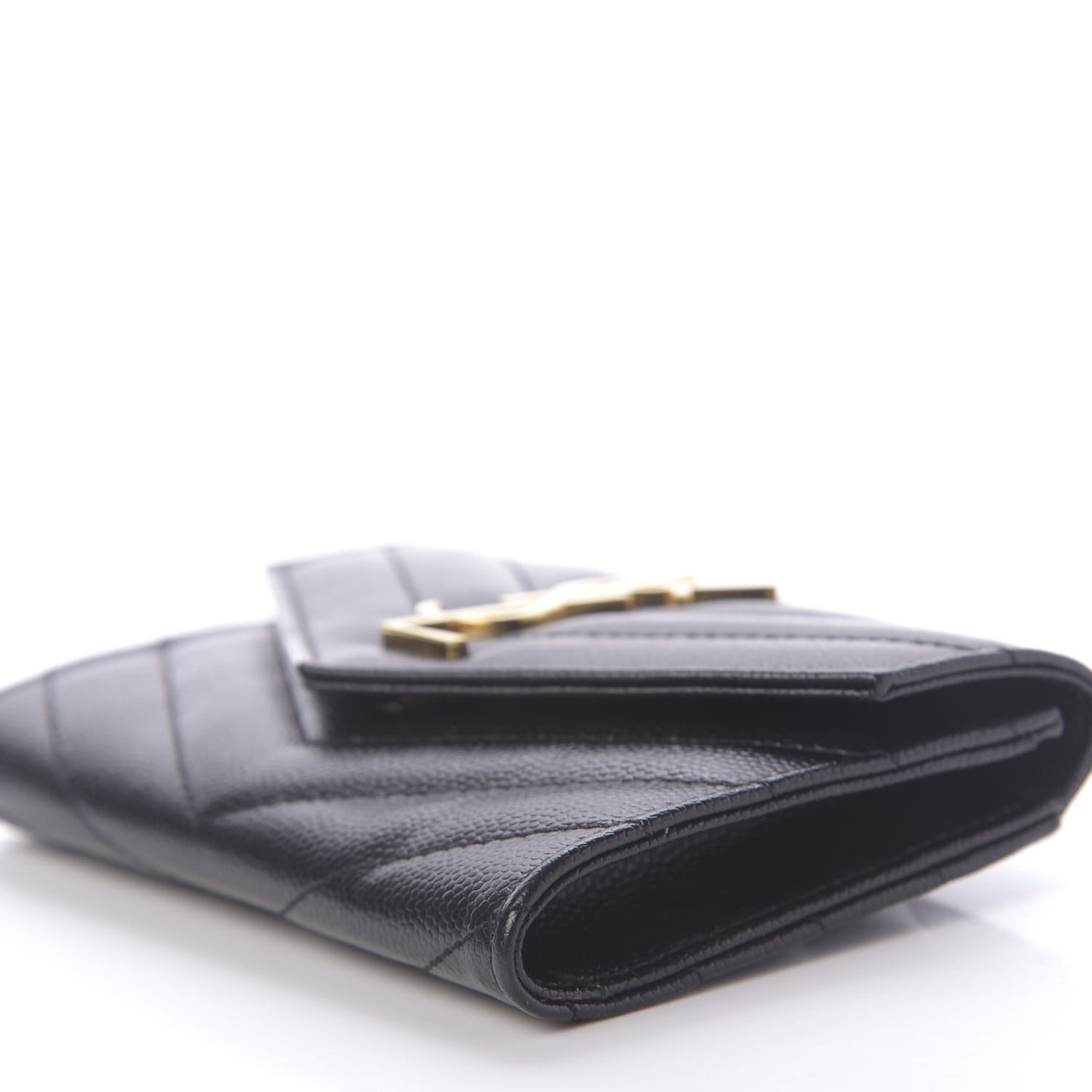Grain De Poudre Matelasse Chevron Small Monogram Envelope Wallet Black