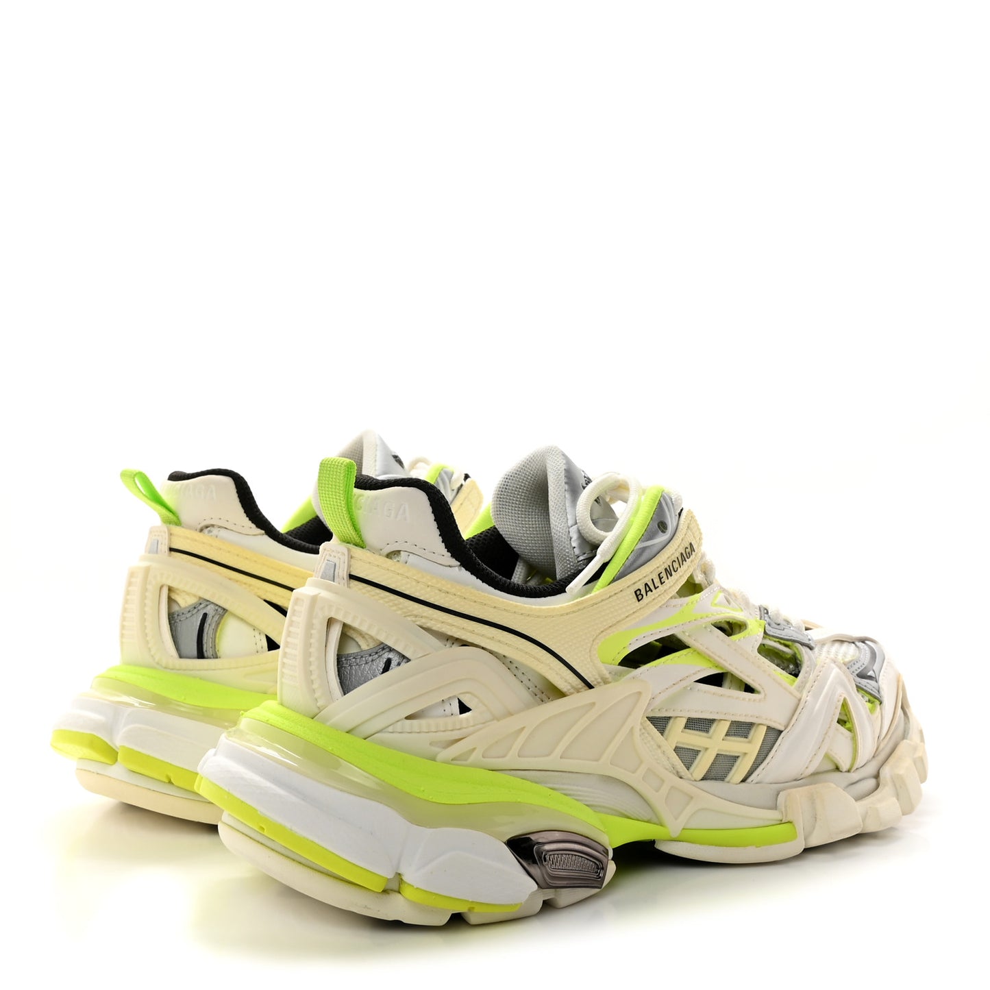 Rubber Mesh Bi-Color Womens Track.2 Open Sneakers 37 White Fluo Yellow