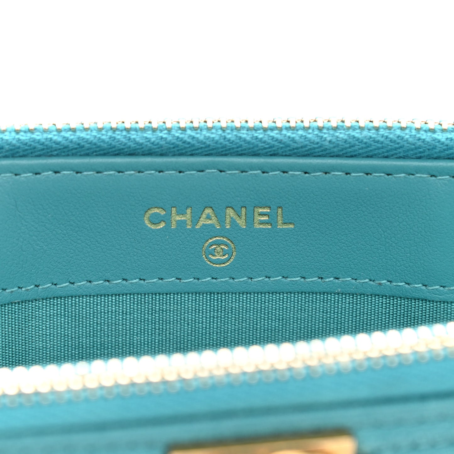 Caviar Quilted Small Boy Clutch With Chain Turquoise