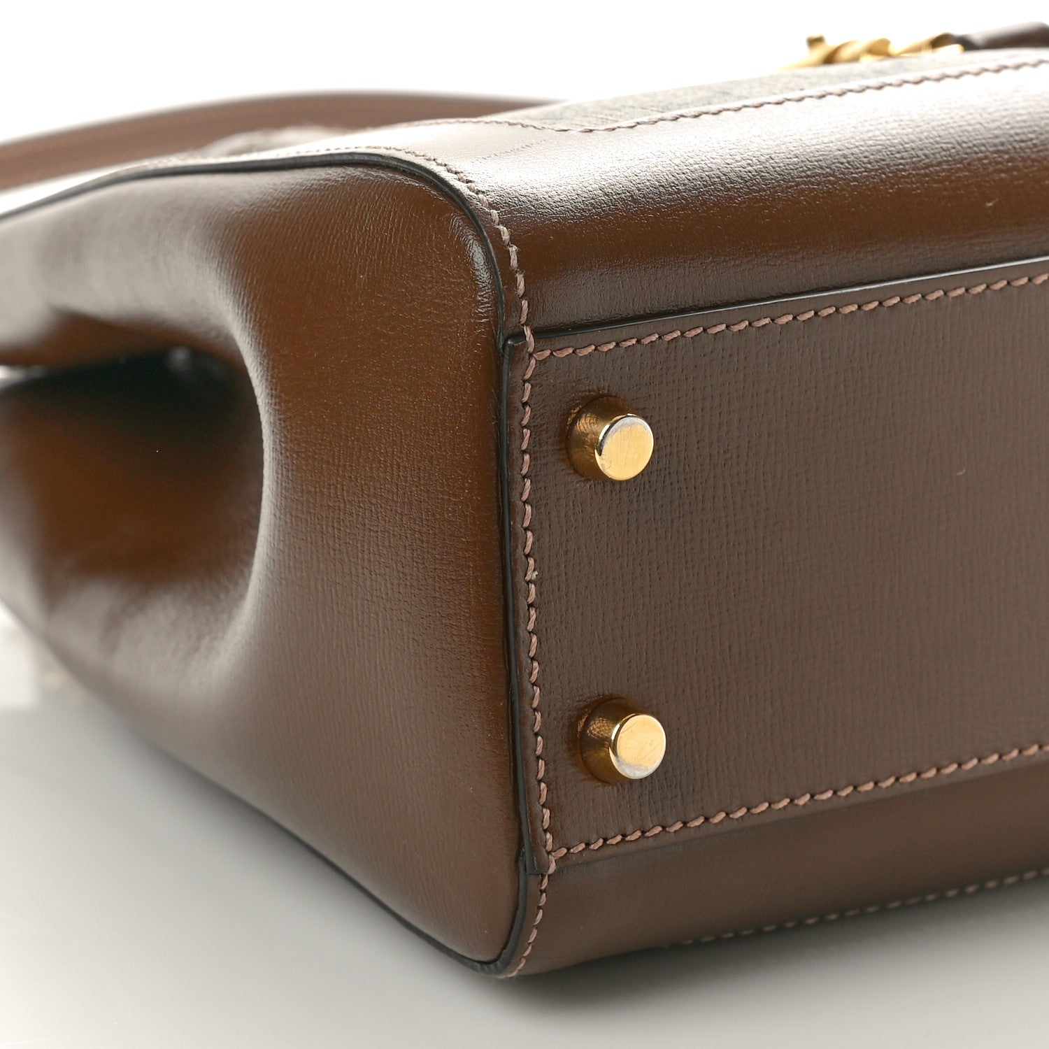 Gucci GG Supreme Monogram Azalea Calfskin Web Medium Jackie 1961 Tote Beige Ebony Brown Sugar 9 of 12