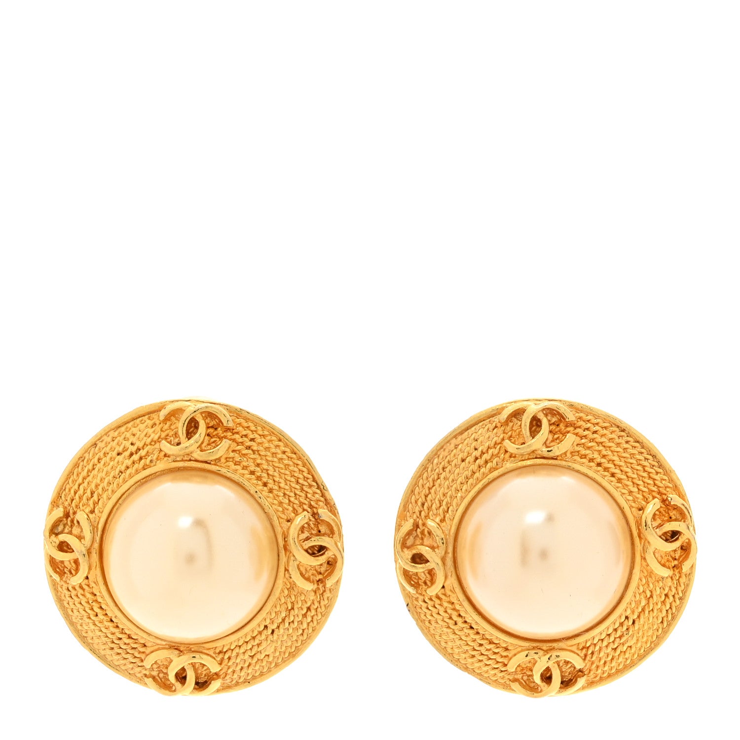 Chanel Pearl CC Clip On Earrings Gold 1 of 5