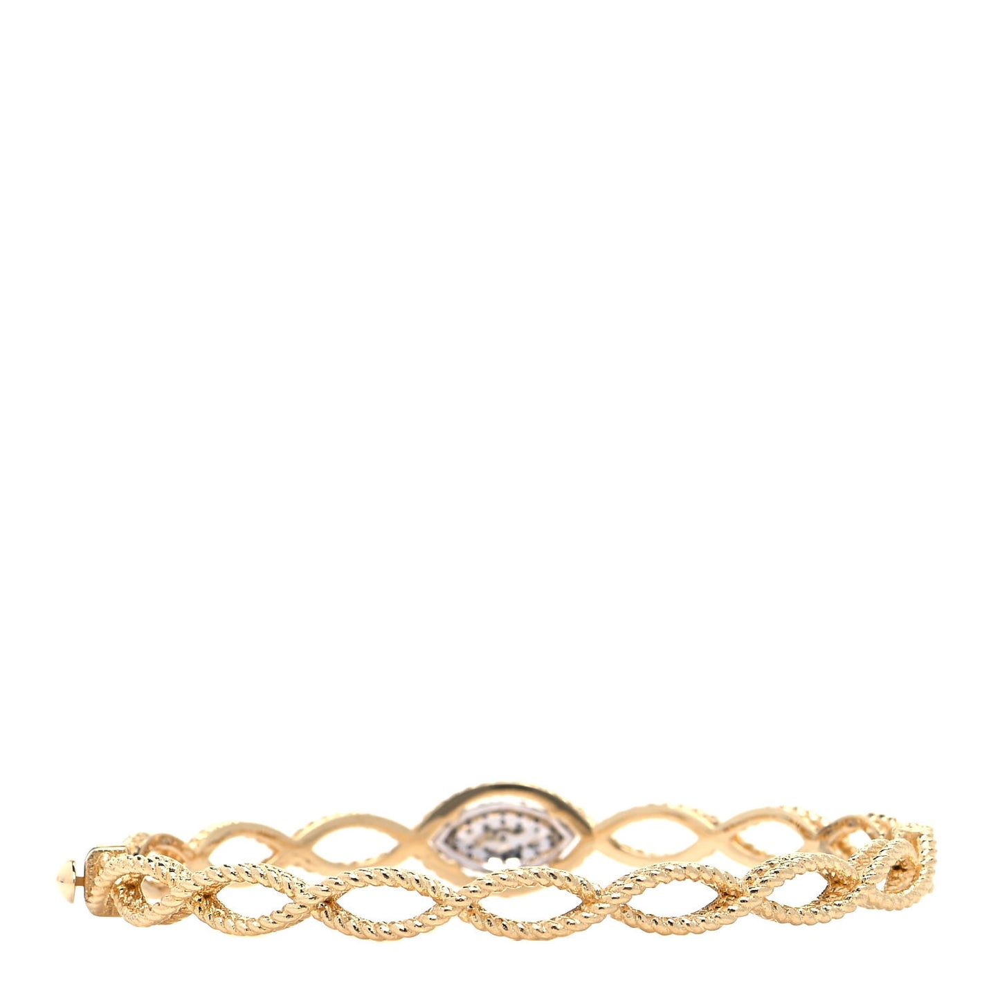 18K Yellow Gold Diamond Barocco Braided Bangle Bracelet