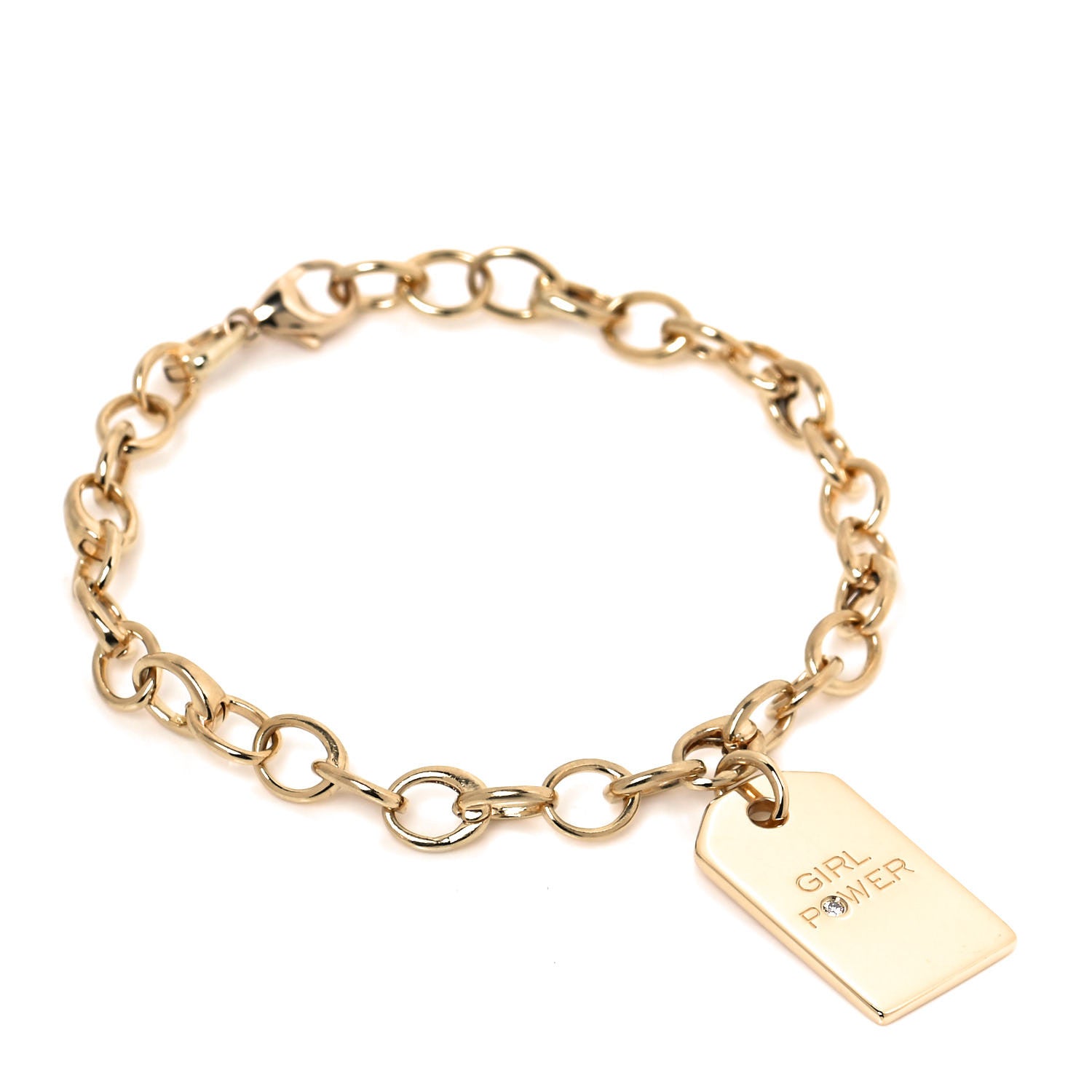 Tiffany 18K Yellow Gold Diamond Clasping Link Girl Power Charm