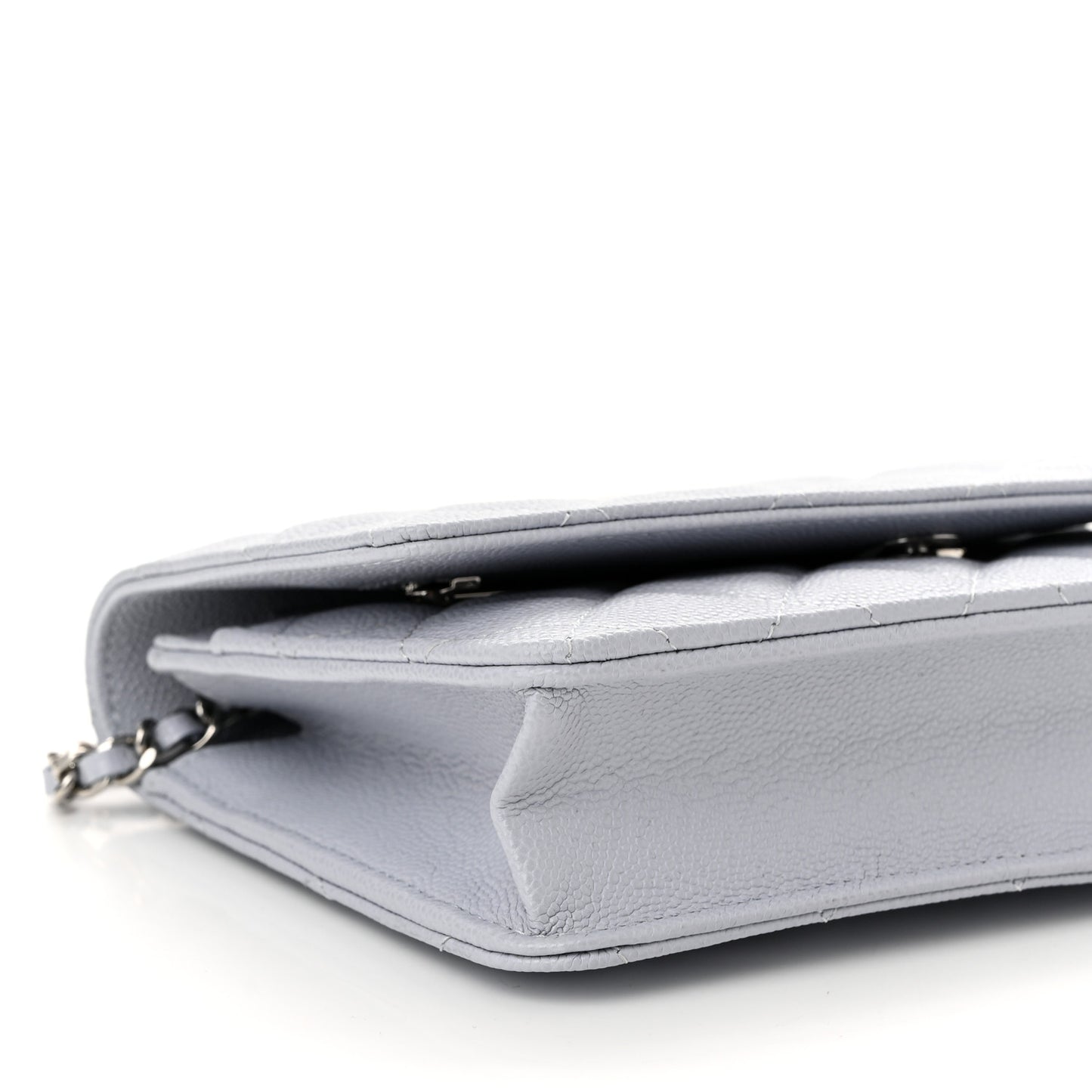 Caviar Quilted Wallet On Chain WOC Light Grey
