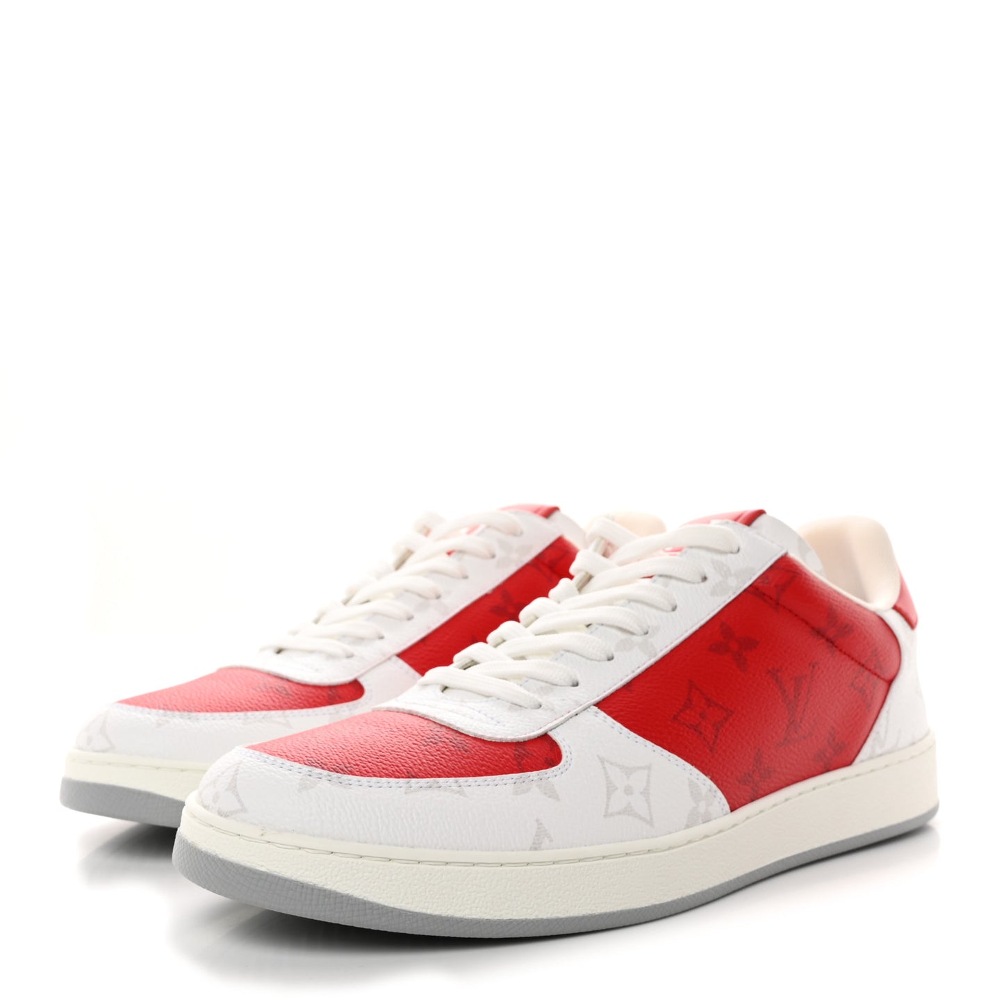 Monogram Calfskin Mens Rivoli Sneakers 8 Red