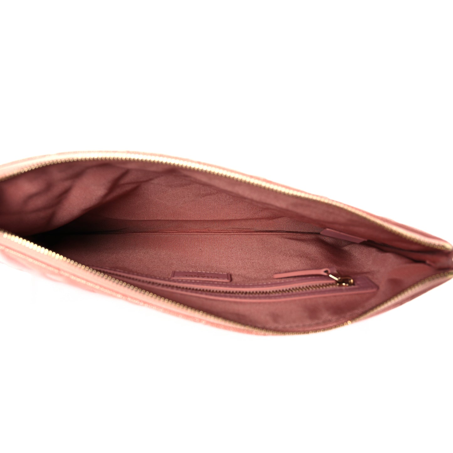 Iridescent Caviar Quilted Medium Cosmetic Case Rose Pink