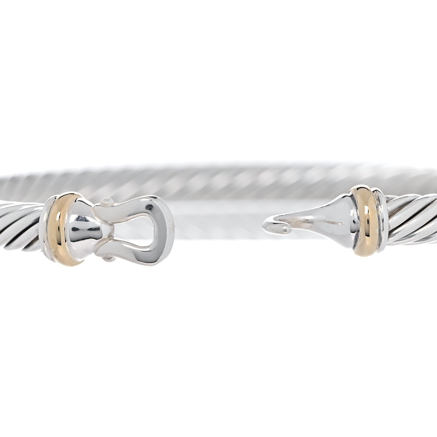 Sterling Silver 18K Yellow Gold 5mm Cable Classic Buckle Bracelet