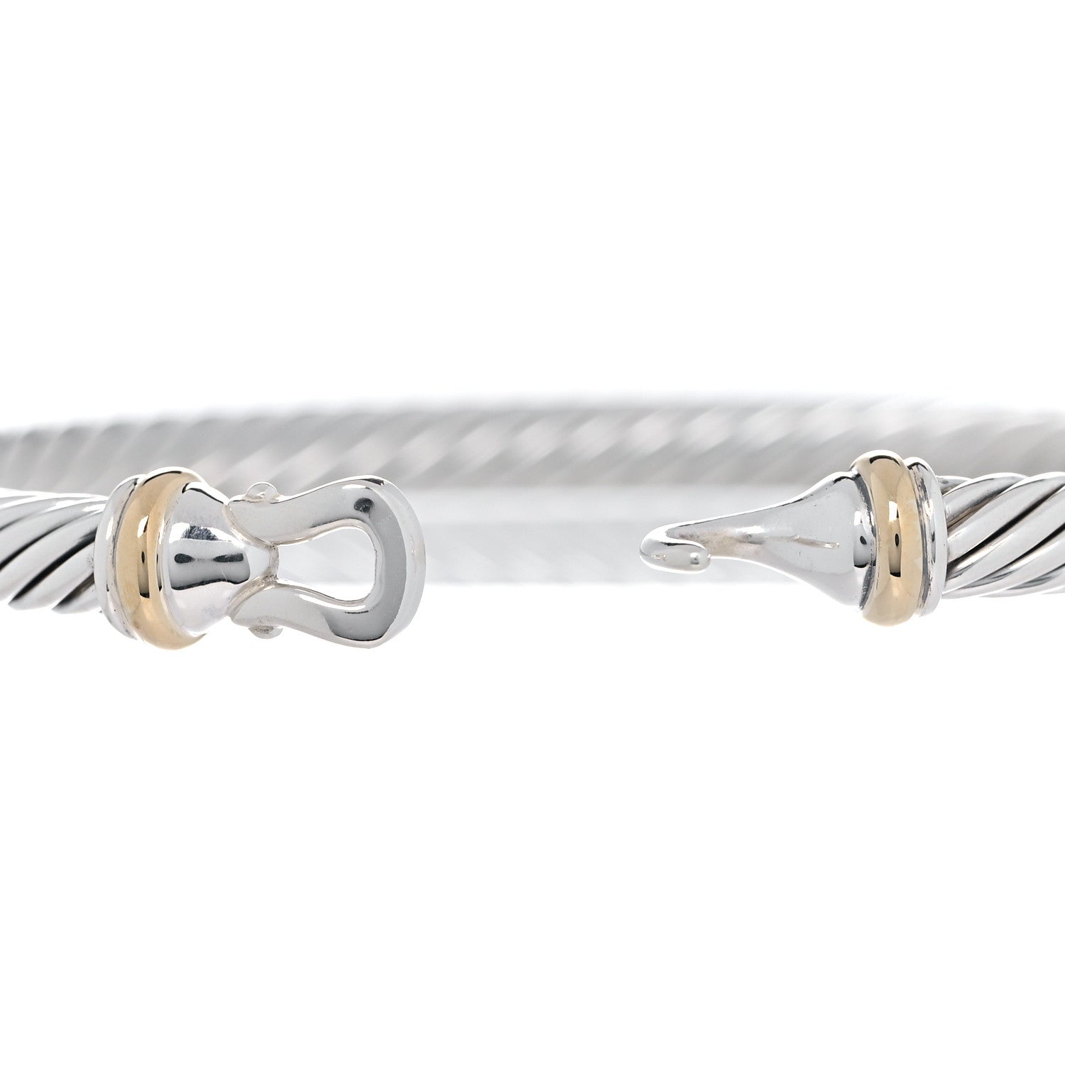 David Yurman Sterling Silver 18K Yellow Gold 5mm Cable Classic Buckle Bracelet 4 of 5
