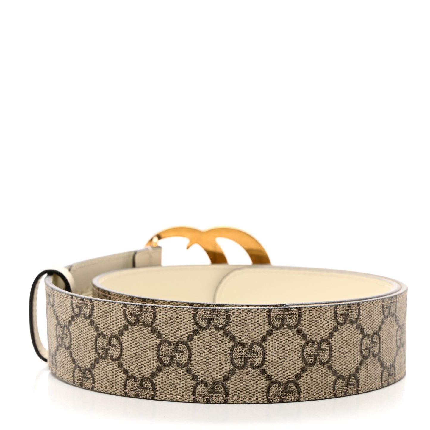 GG Supreme Monogram Matte Plutone Calfskin Double G 40mm Belt 80 32 Beige Ebony Mystic White